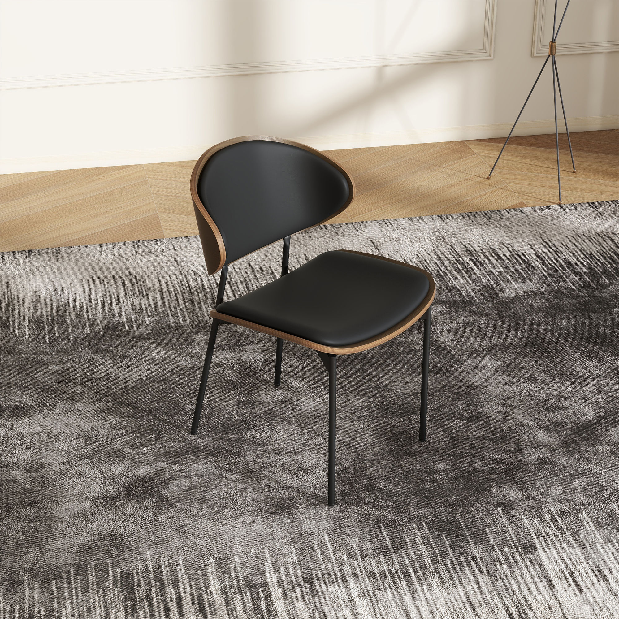 Walnut Black & Walnut PU Leather Dining Chairs