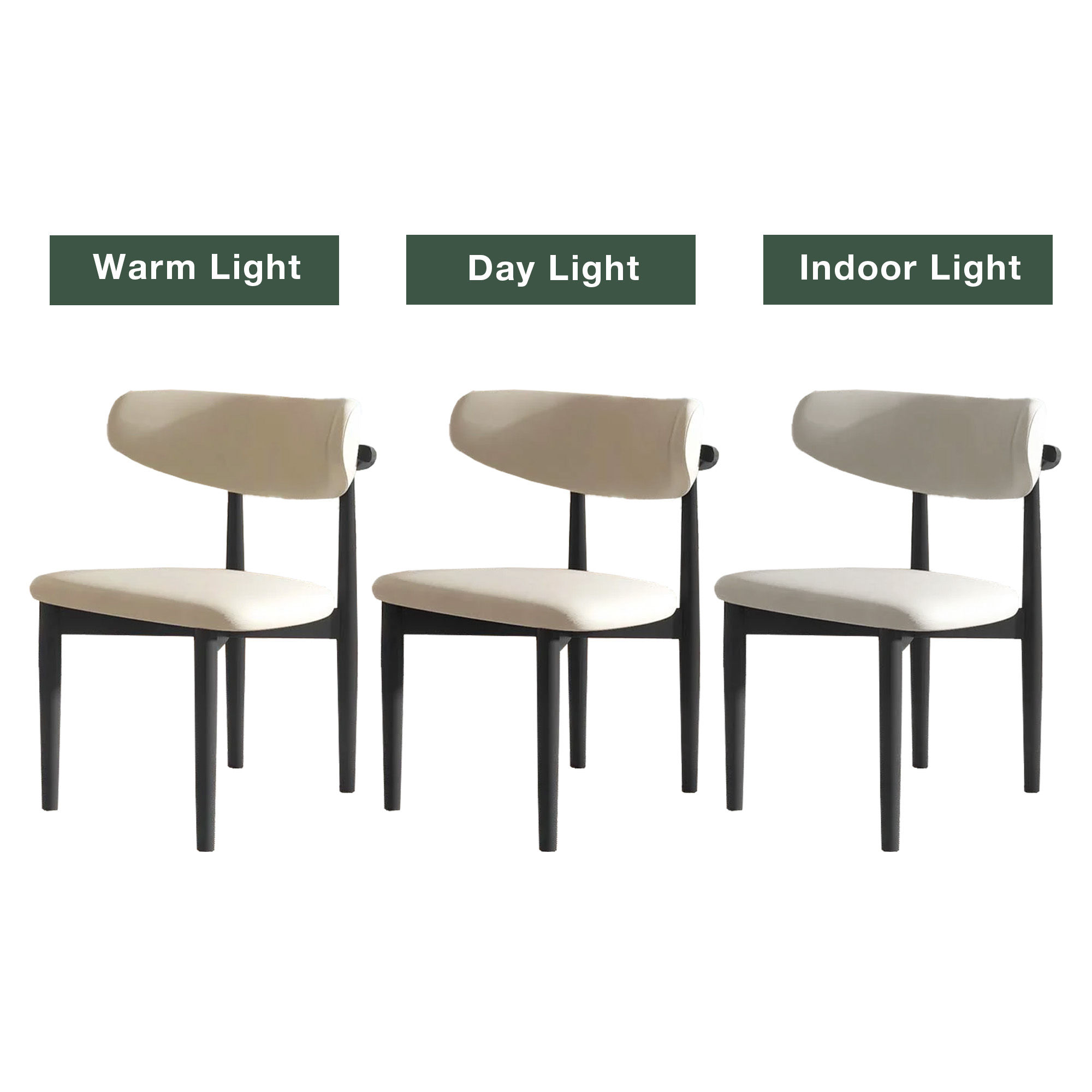 Cotton & Linen Beige & Black Cotton Linen Dining Chairs