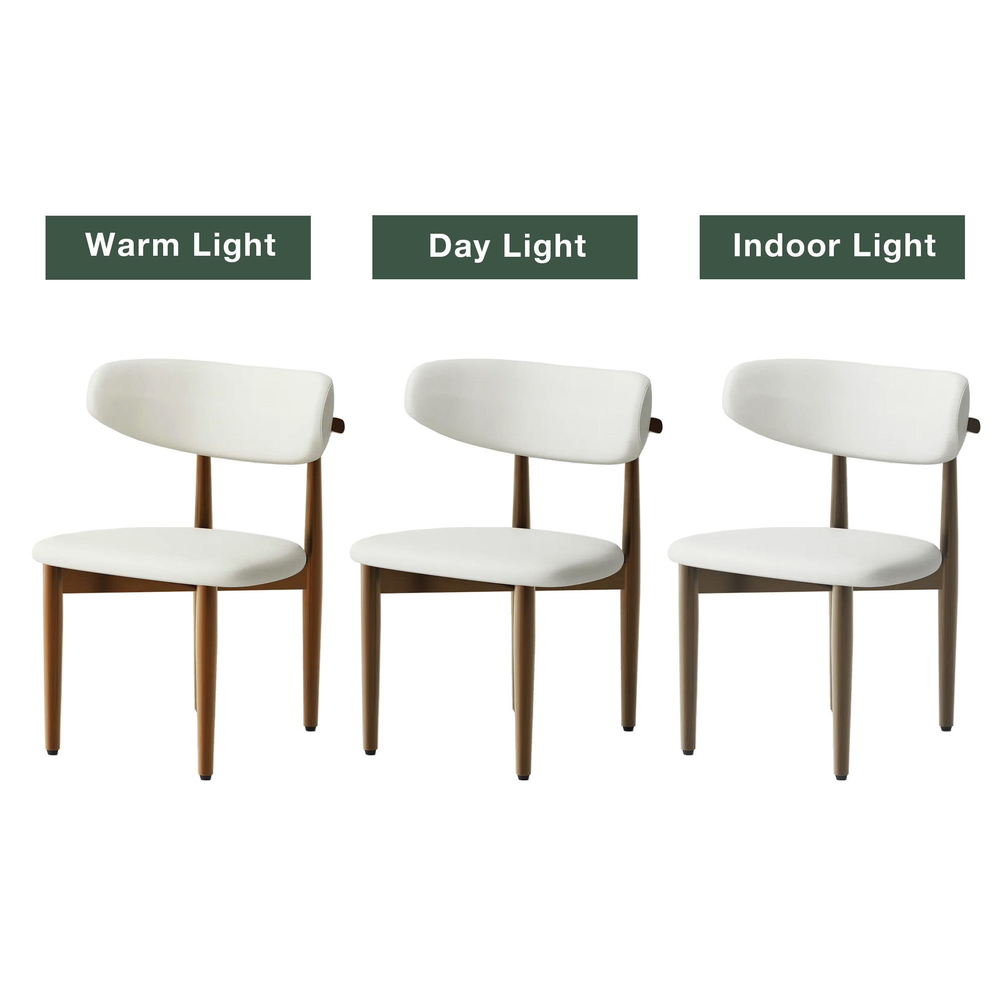 Cotton & Linen Beige & Bronze PU Leather Dining Chairs