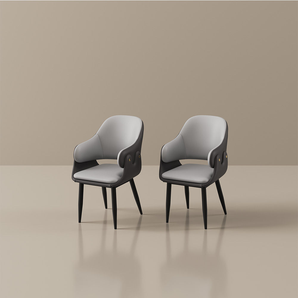Gray & Black PU Leather Dining Chairs