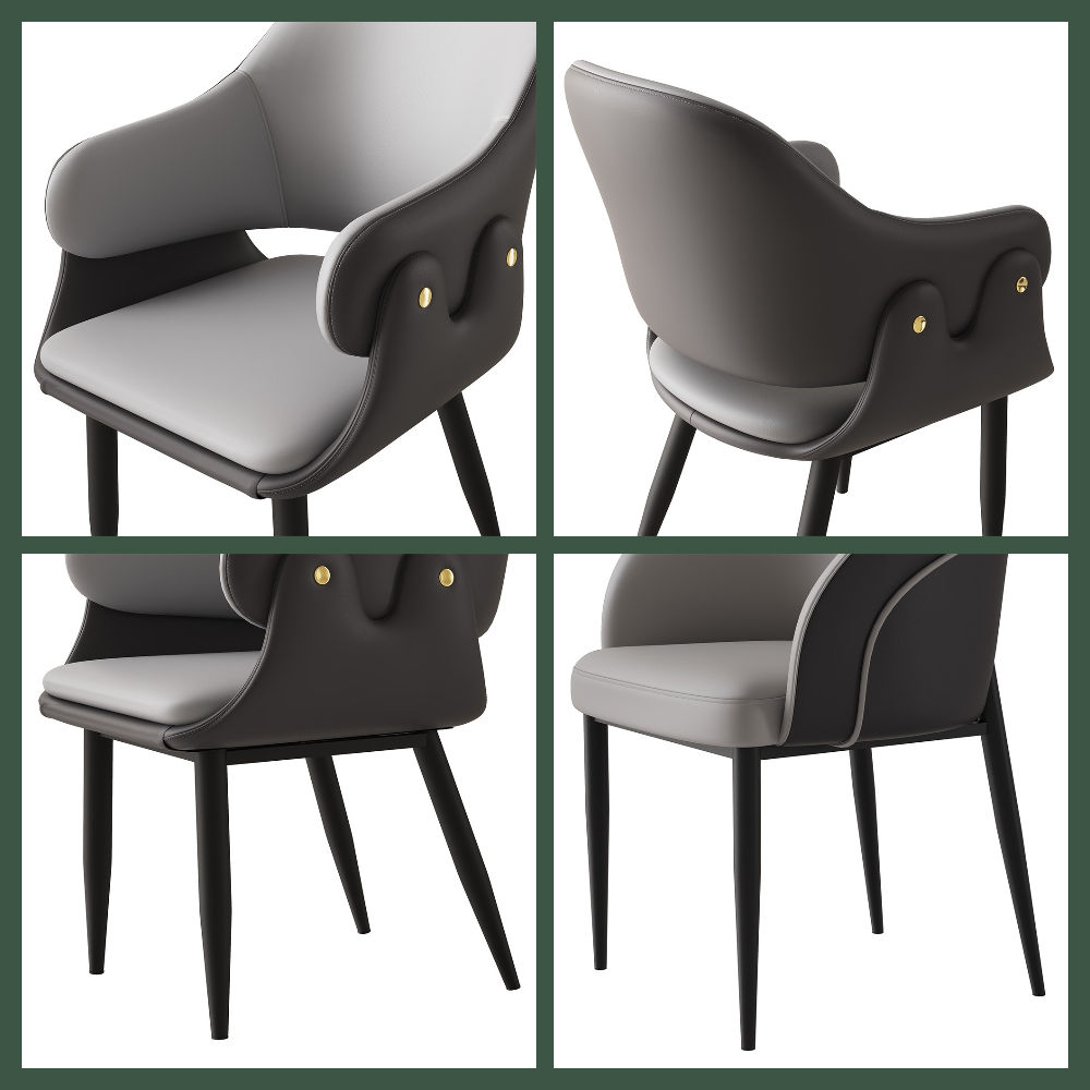Gray & Black PU Leather Dining Chairs