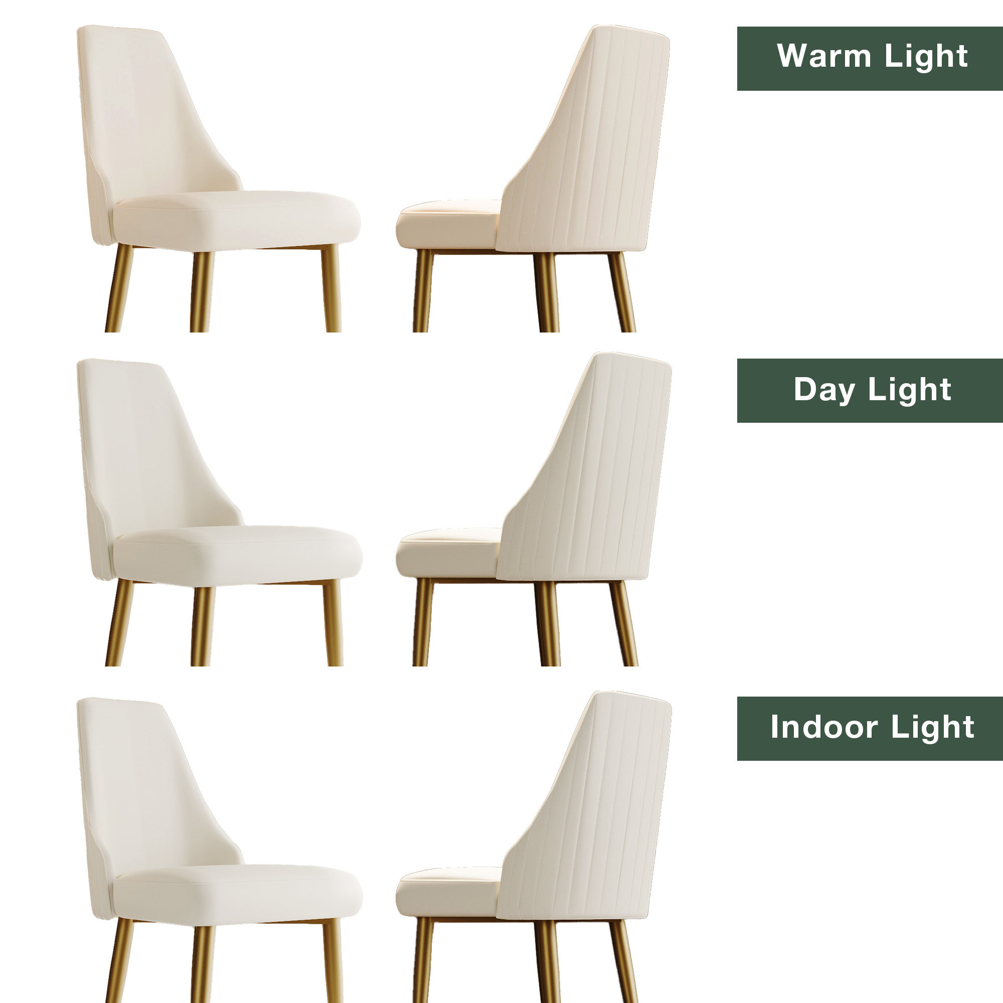 Beige Beige PU Leather Dining Chairs