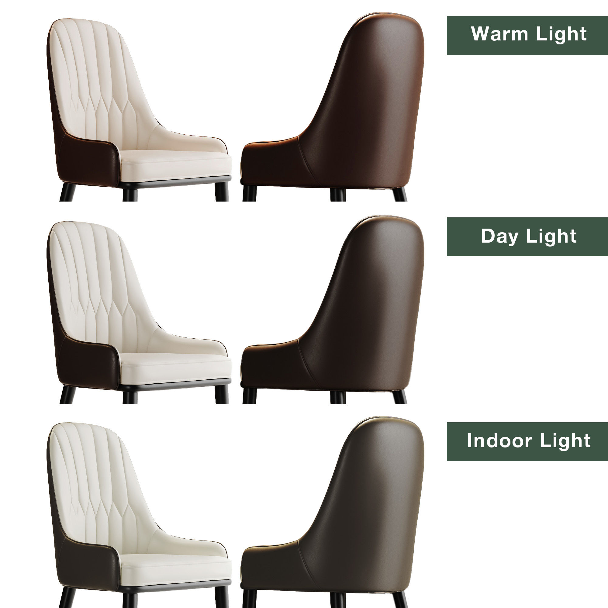 Easy Assembly Brown & Beige PU Leather Dining Chairs