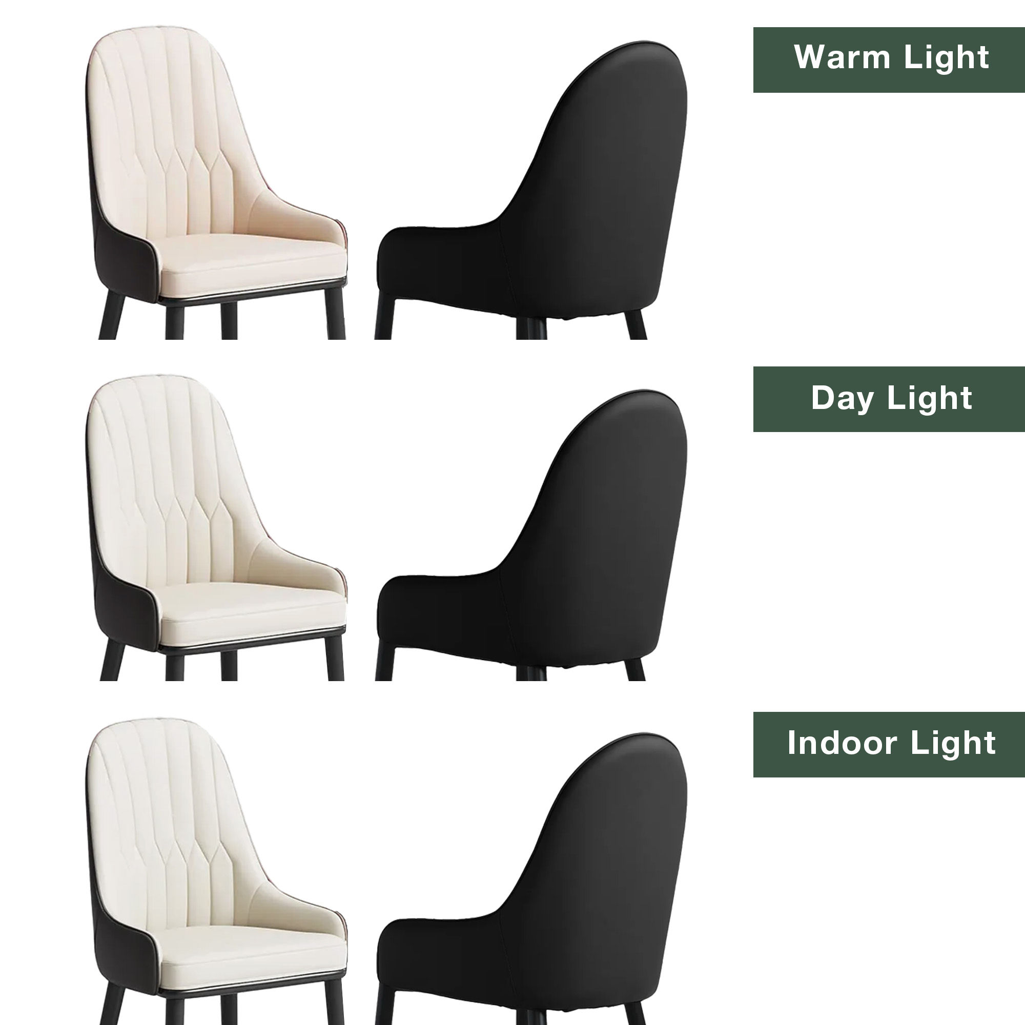 Modern Black & Beige PU Leather Dining Chairs