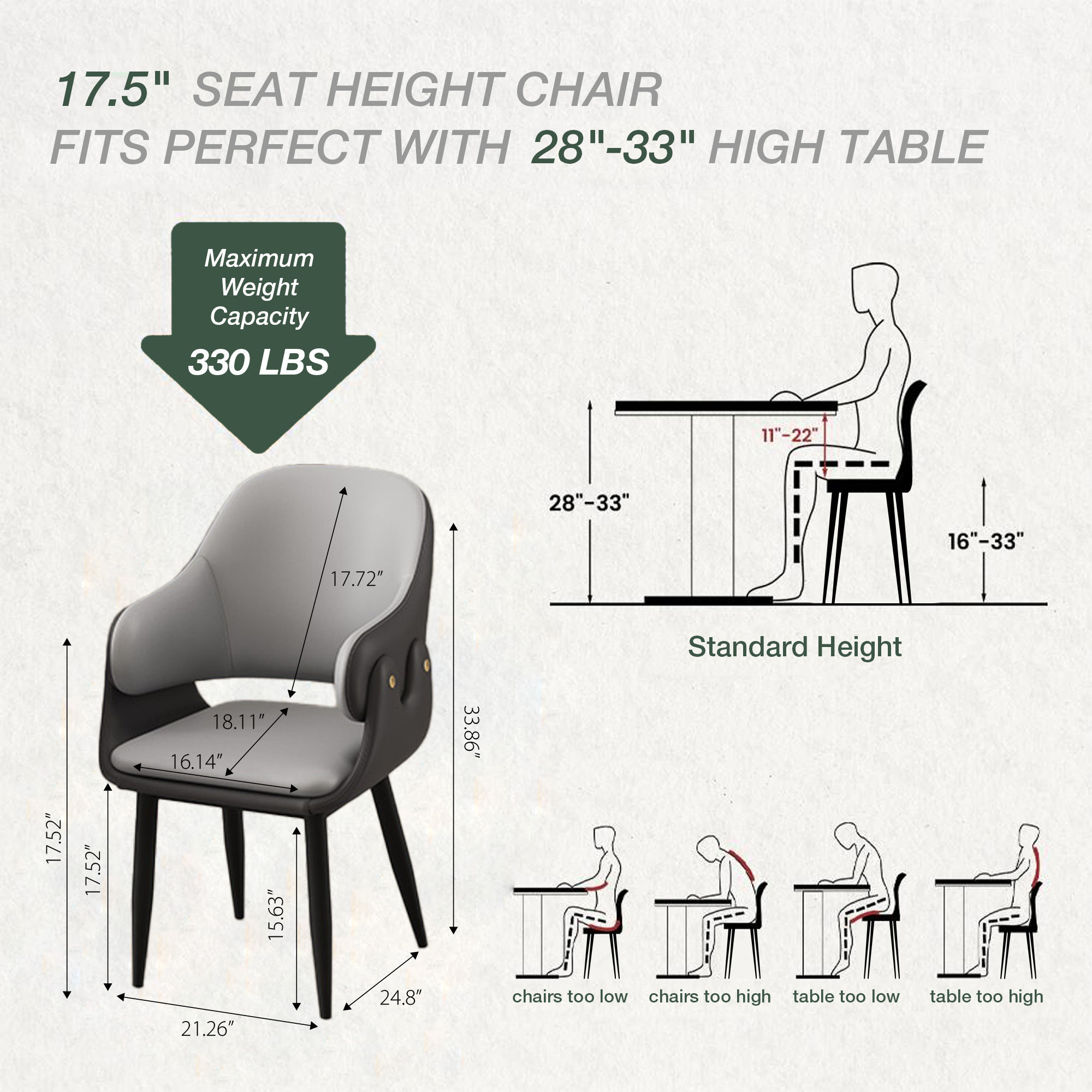 Gray & Black PU Leather Dining Chairs