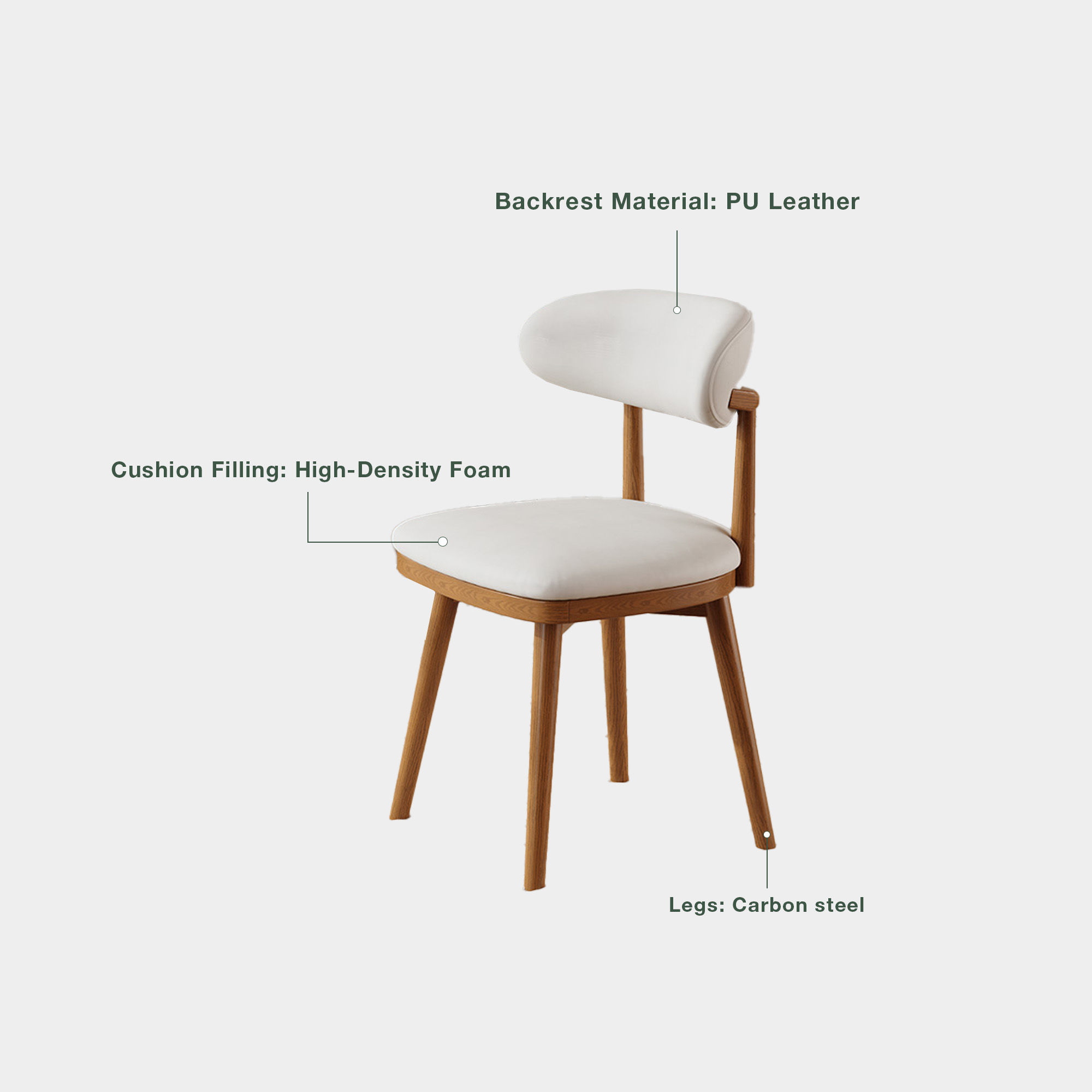 Fully Assemble Beige & Light Walnut PU Leather Dining Chairs