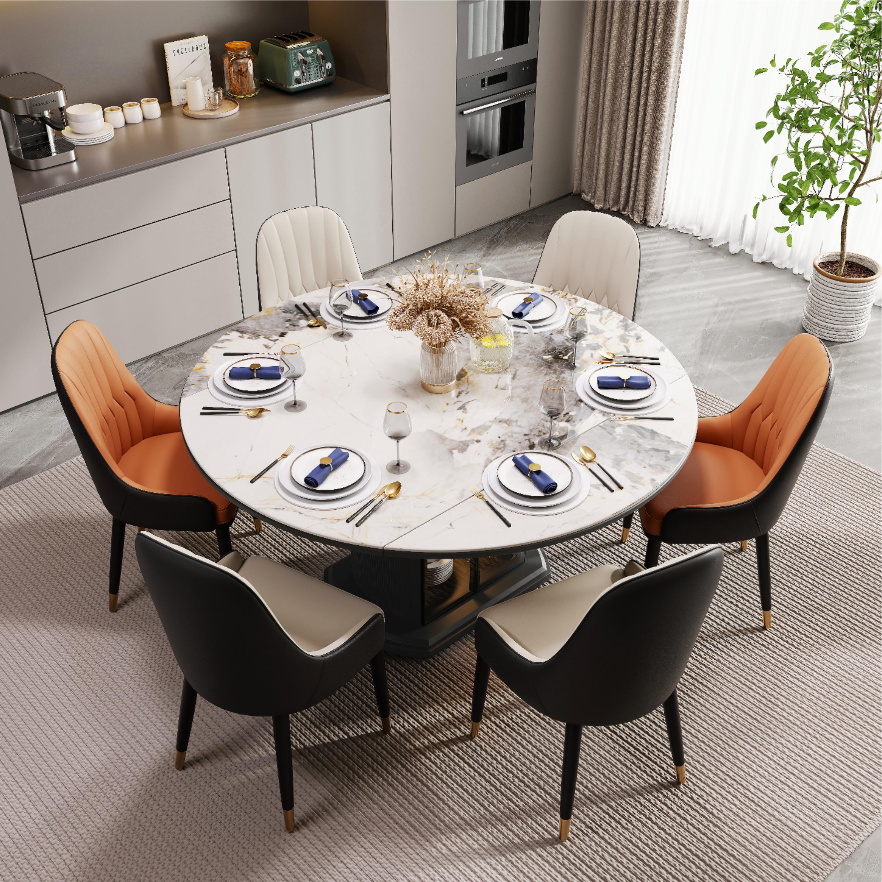 Easy Assembly Orange & Brown PU Leather Dining Chairs