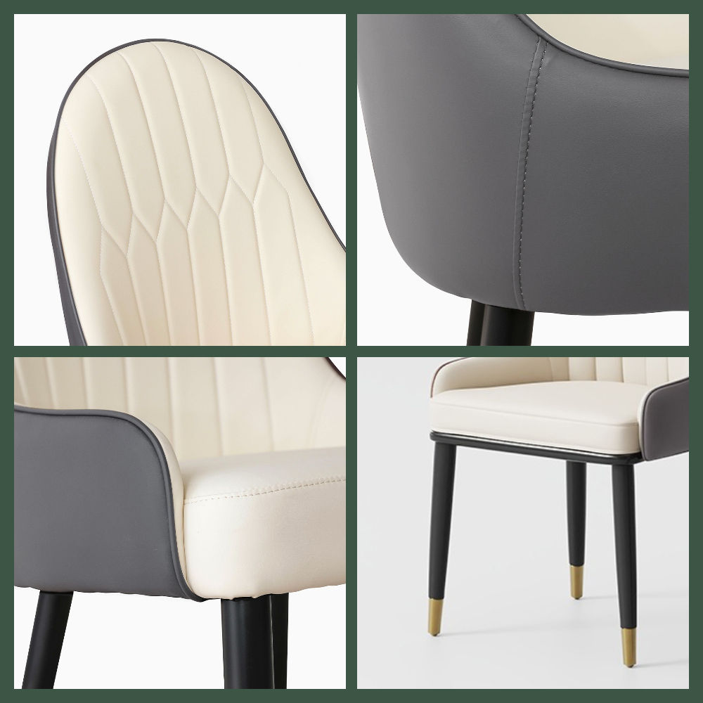 Modern Gray & Beige PU Leather Dining Chairs