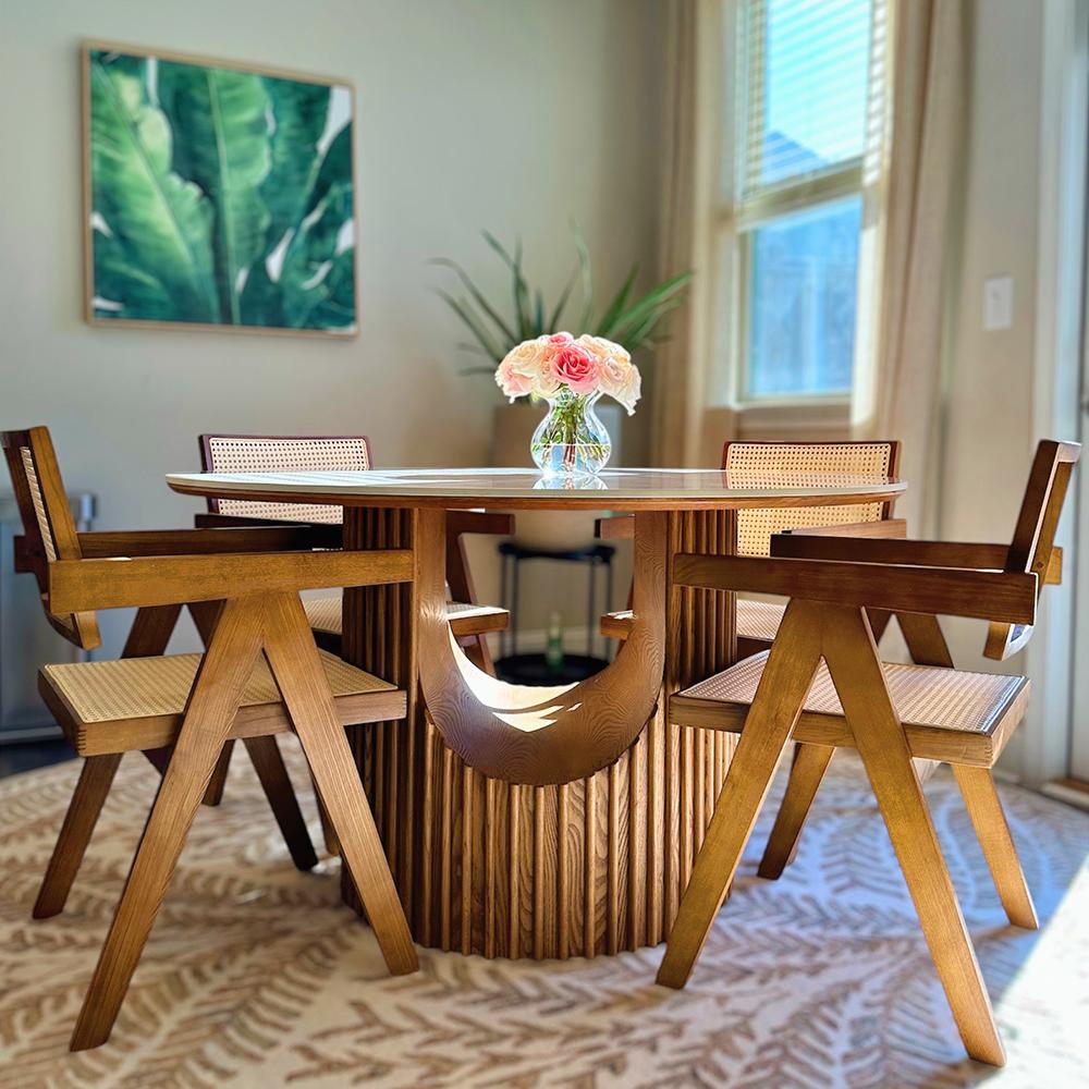 Wood Dark Walnut & Khaki Ash Wood Dining Chairs