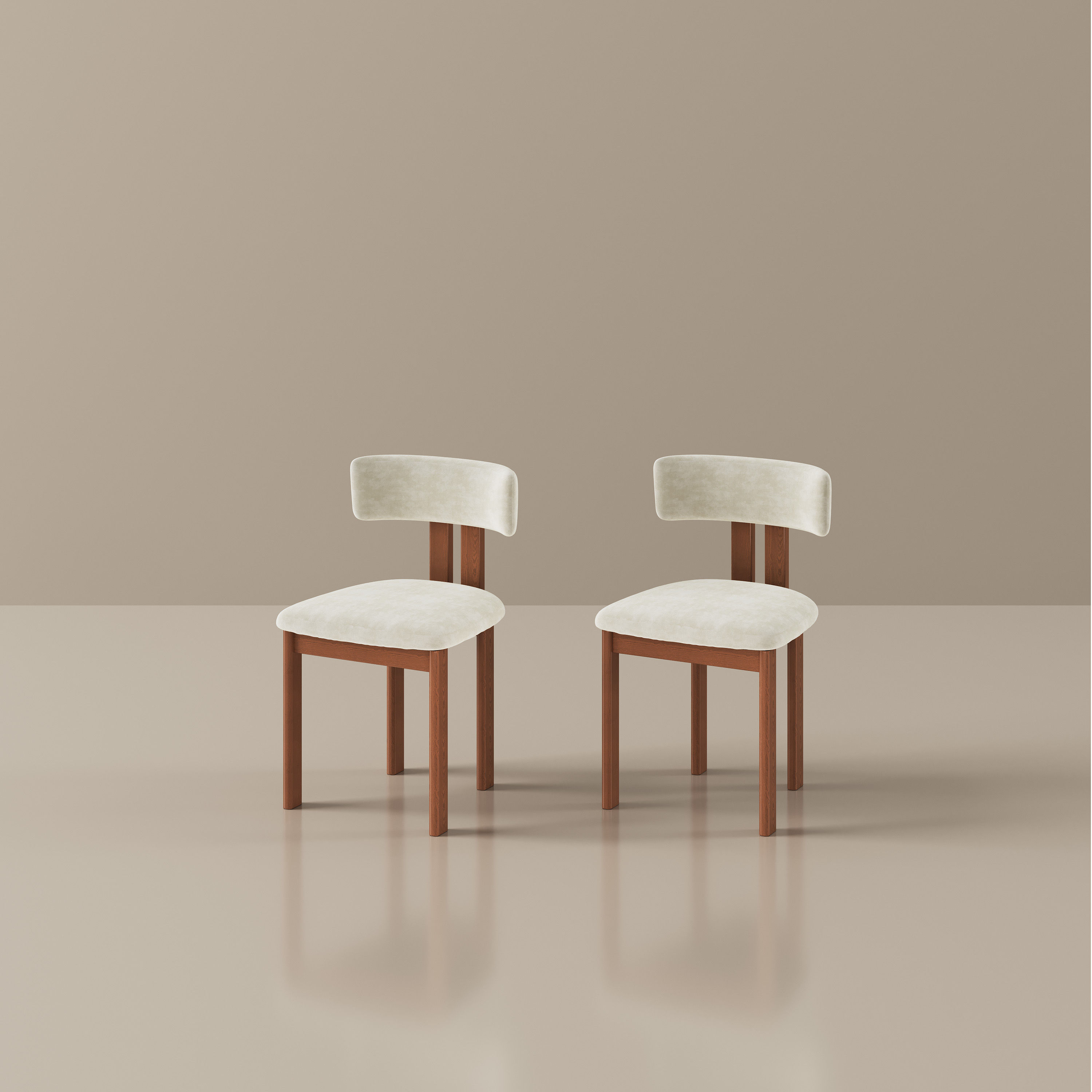 Fully Assembled Beige & Light Walnut Cotton Linen Dining Chairs