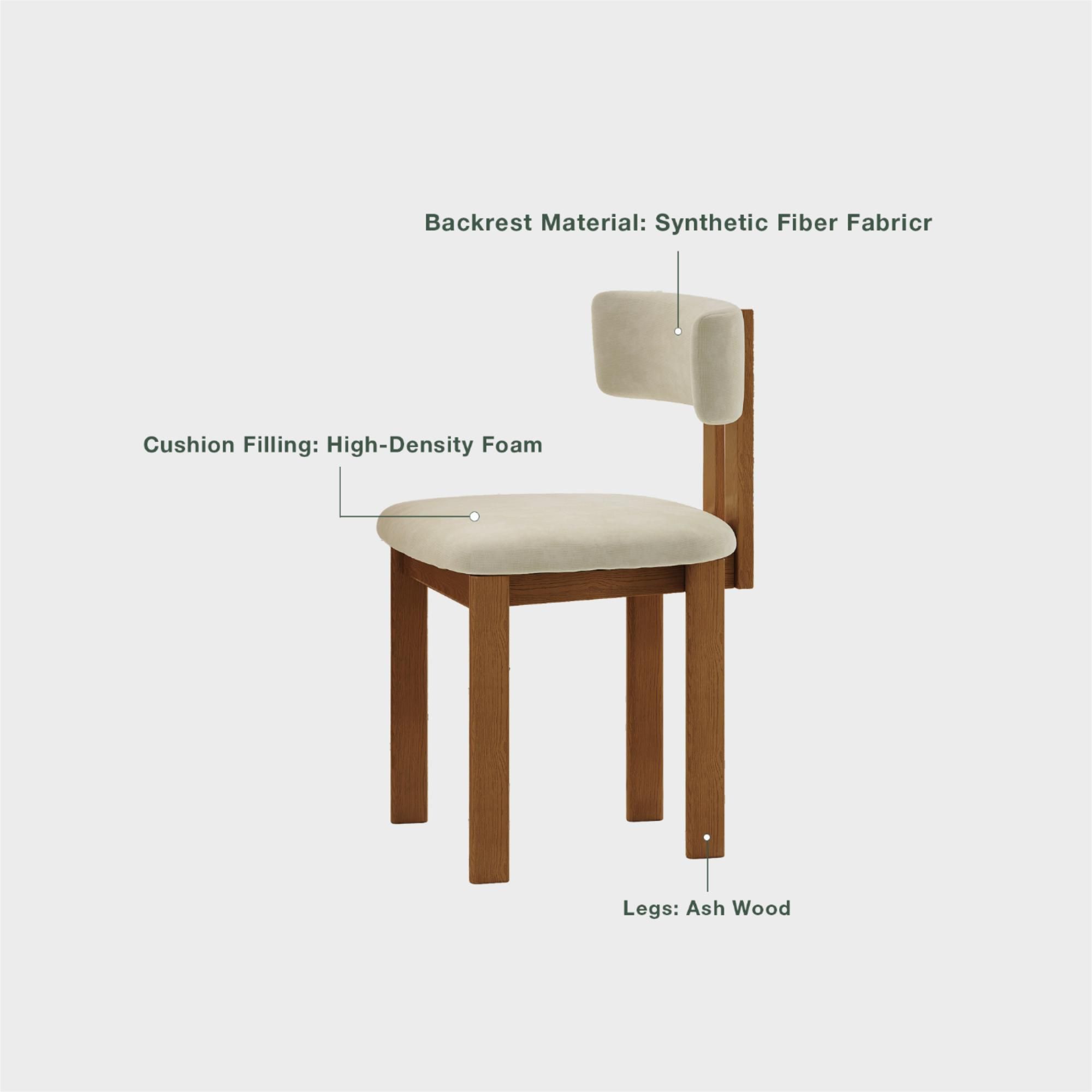 Fully Assembled Beige & Light Walnut Cotton Linen Dining Chairs