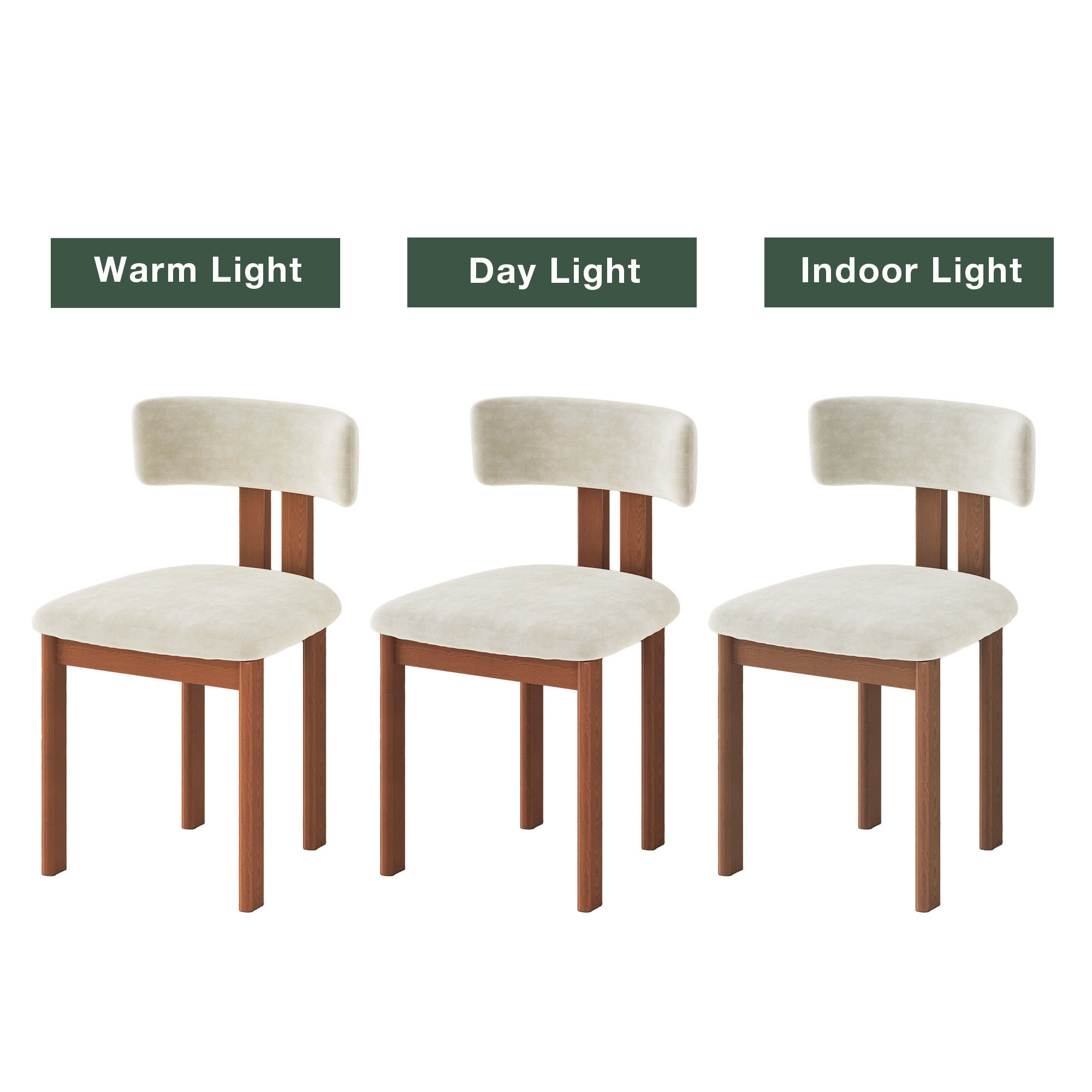 Fully Assembled Beige & Light Walnut Cotton Linen Dining Chairs