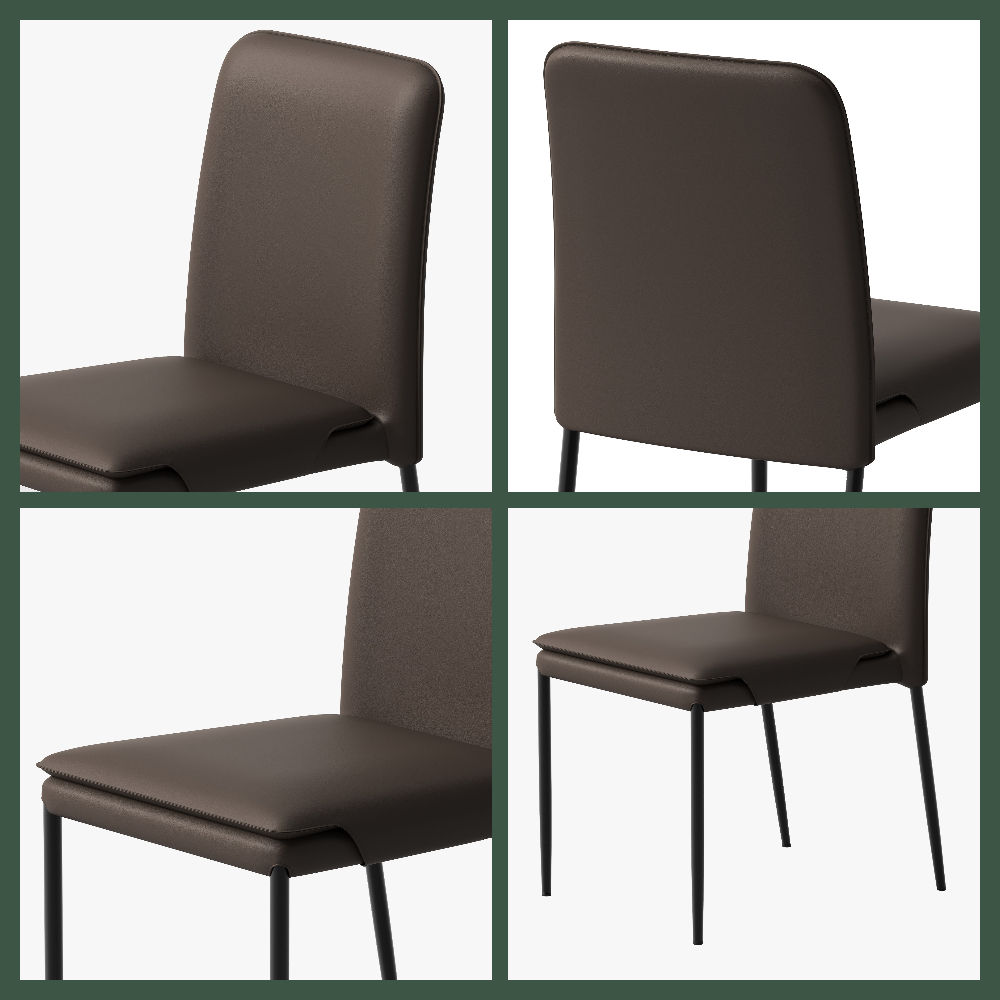 Fully Assemble Dark Brown PU Leather Dining Chairs