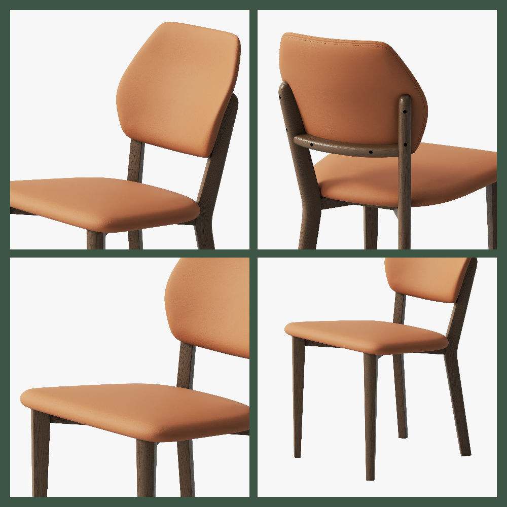 Side Chairs Orange PU Leather Dining Chairs