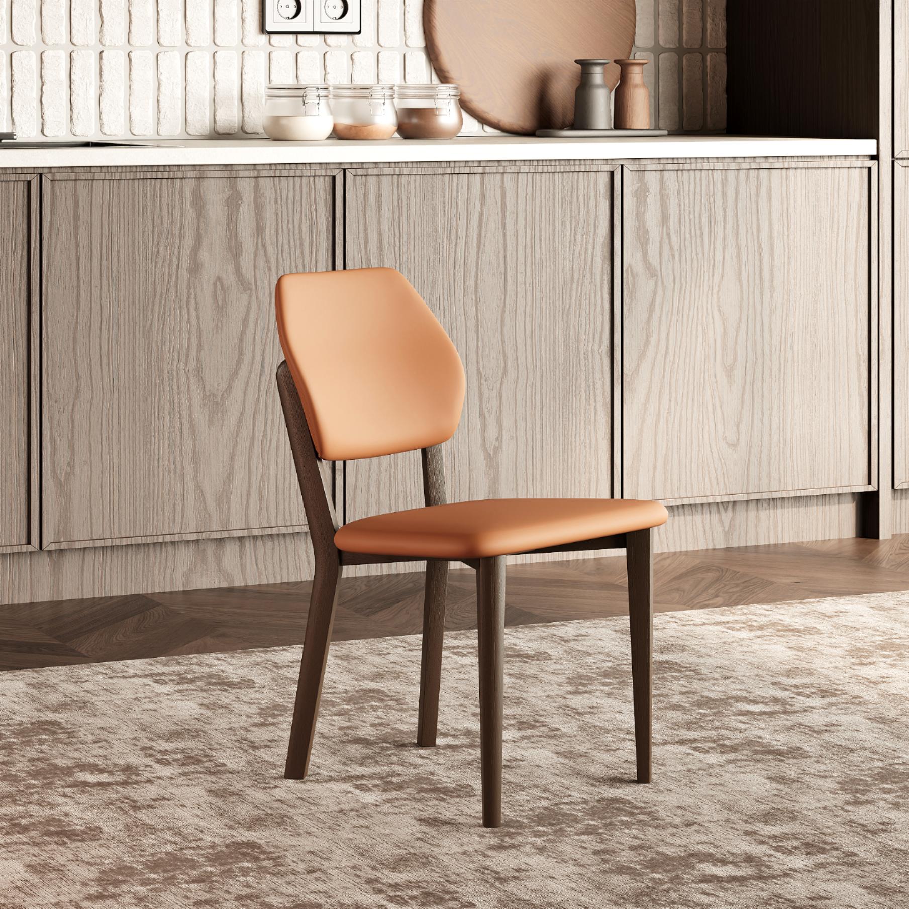 Orange Orange PU Leather Dining Chairs