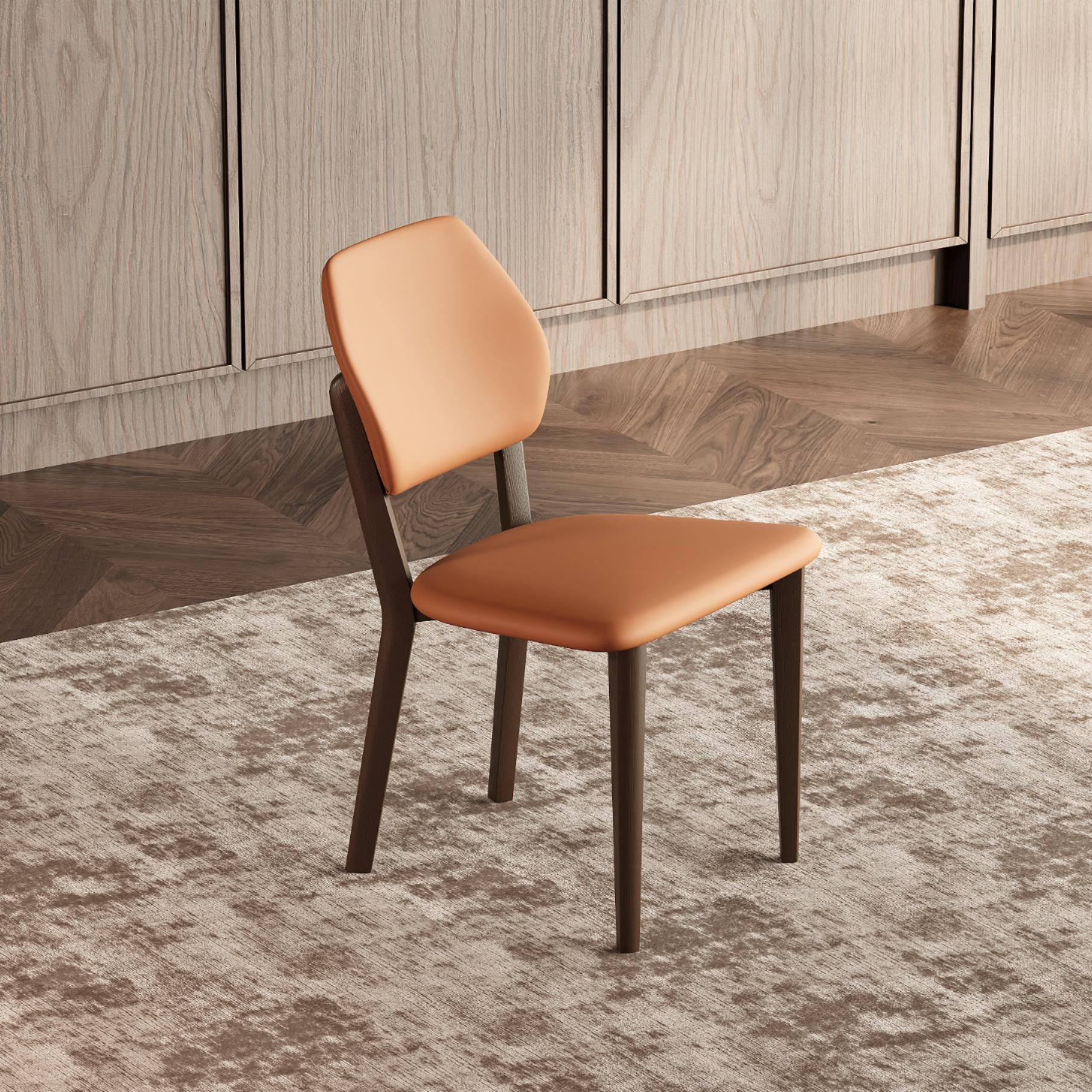 PU Leather Orange PU Leather Dining Chairs