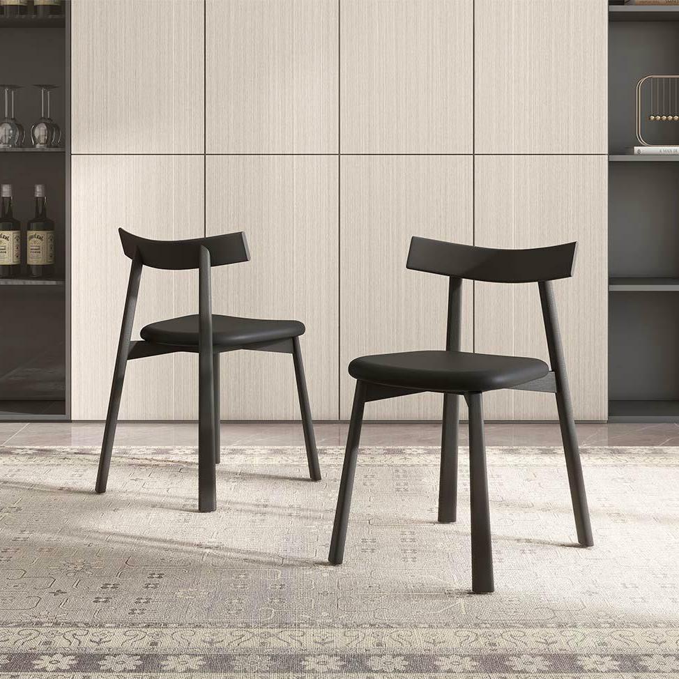 Side Chairs Black PU Leather Dining Chairs