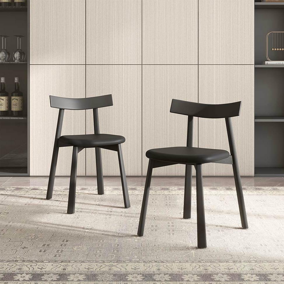 Black Black PU Leather Dining Chairs