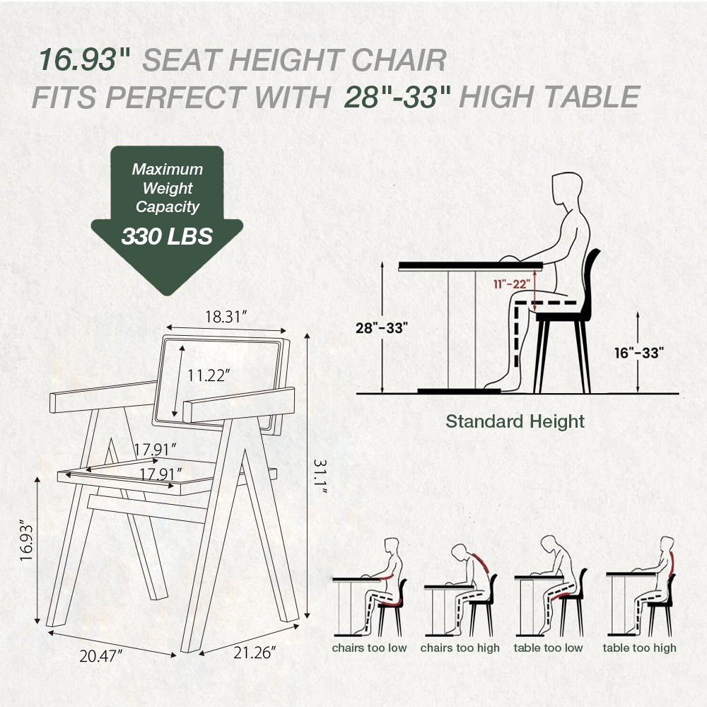 Wood Leg Light Walnut & Khaki Ash Wood Dining Chairs