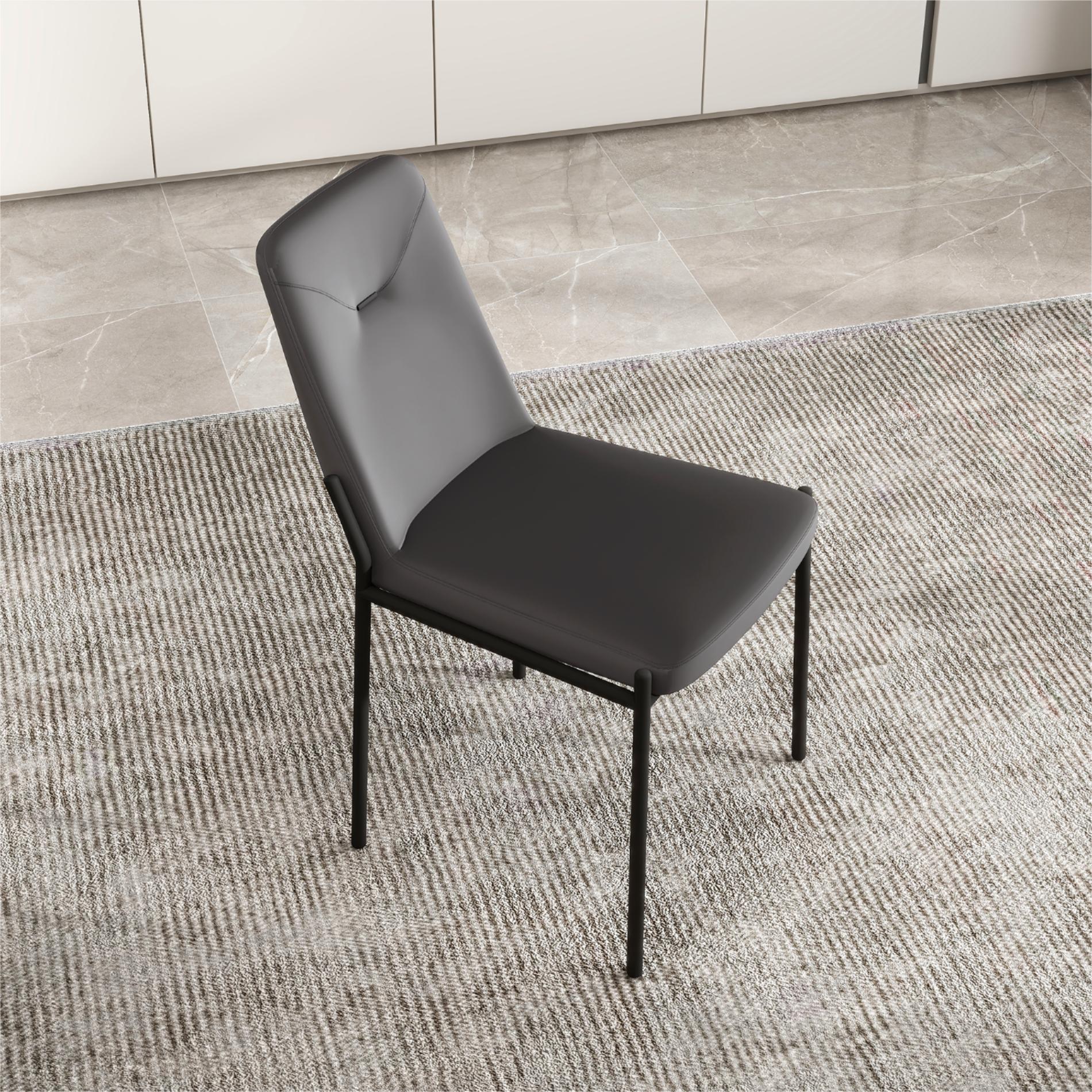 Modern Dark Gray PU Leather Dining Chairs