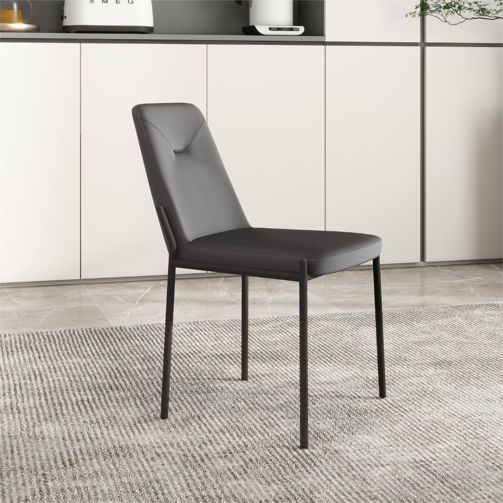 Gray Dark Gray PU Leather Dining Chairs
