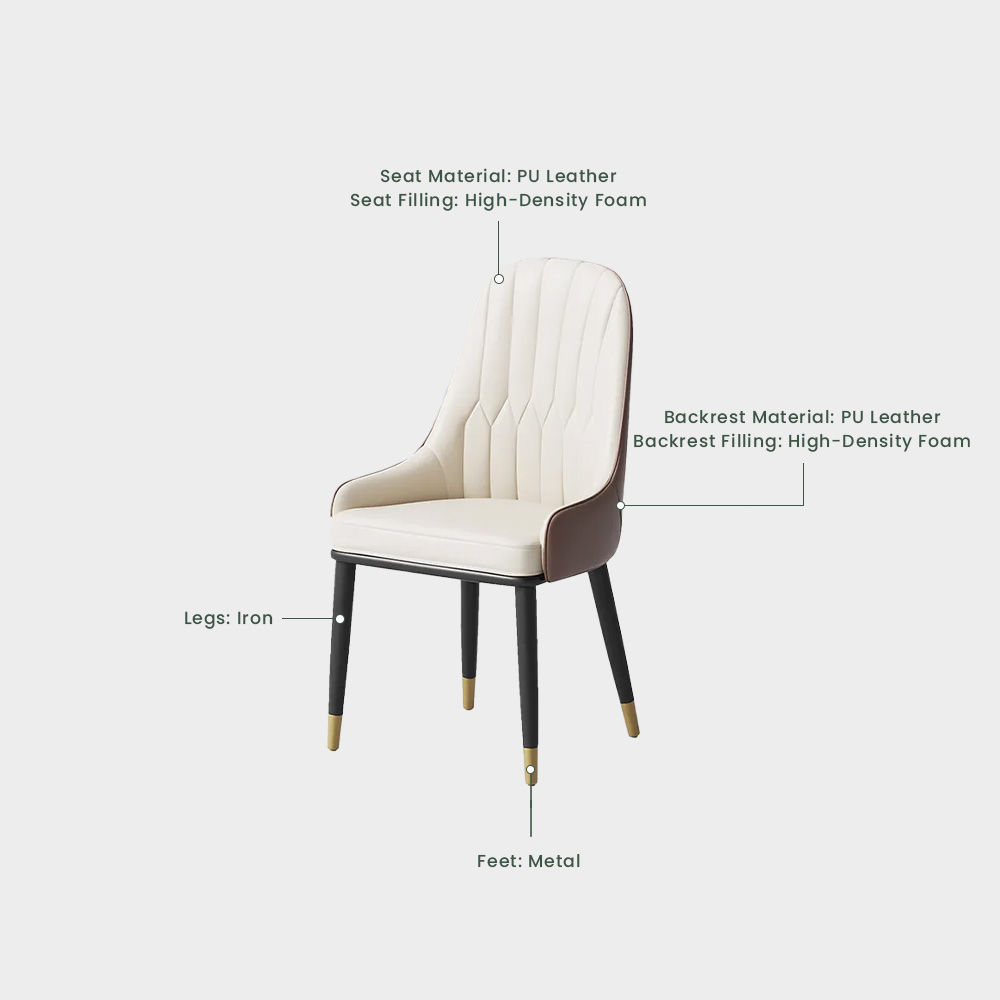 PU Leather Brown & Beige PU Leather Dining Chairs
