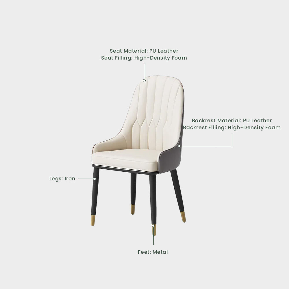 Modern Gray & Beige PU Leather Dining Chairs