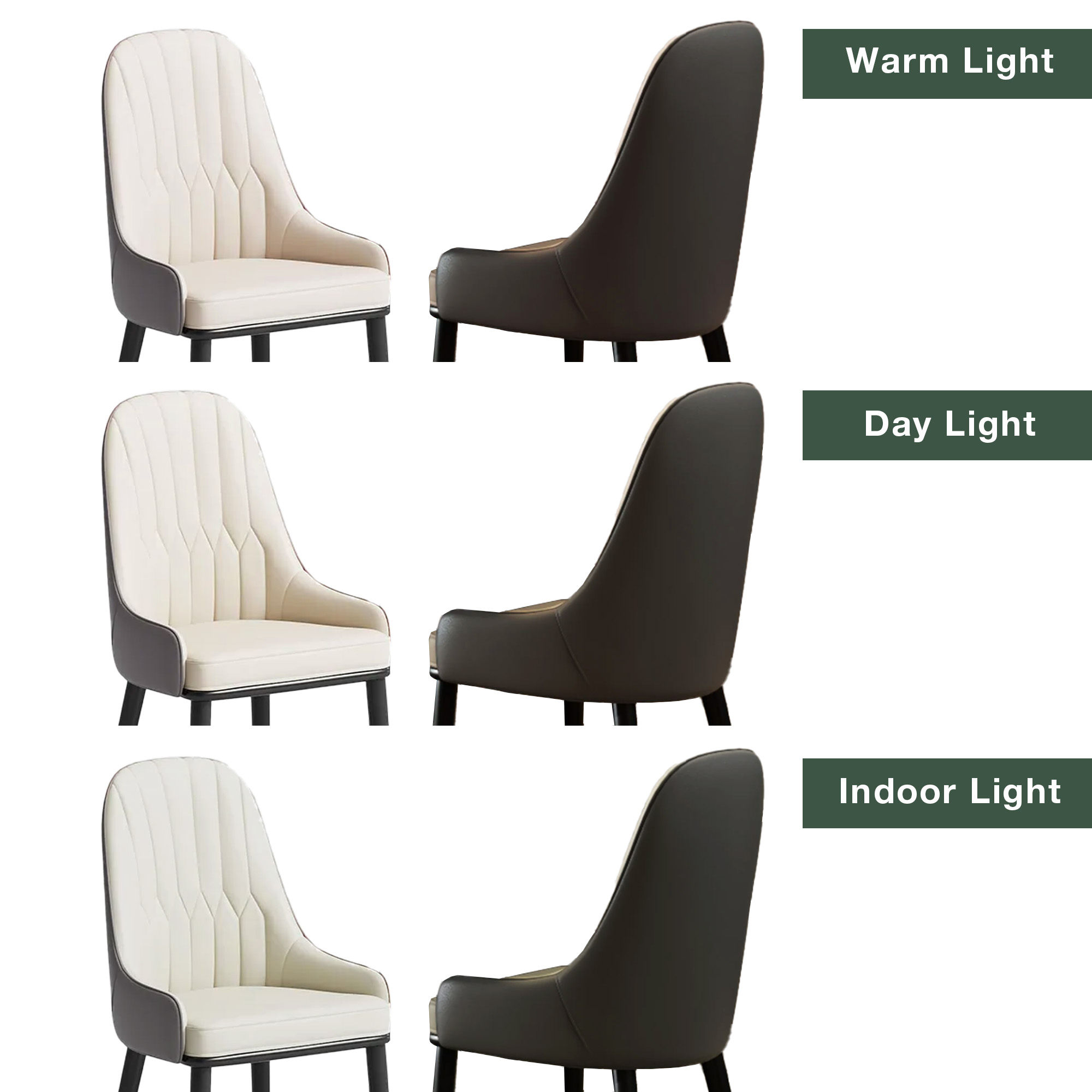 Easy Assembly Gray & Beige PU Leather Dining Chairs