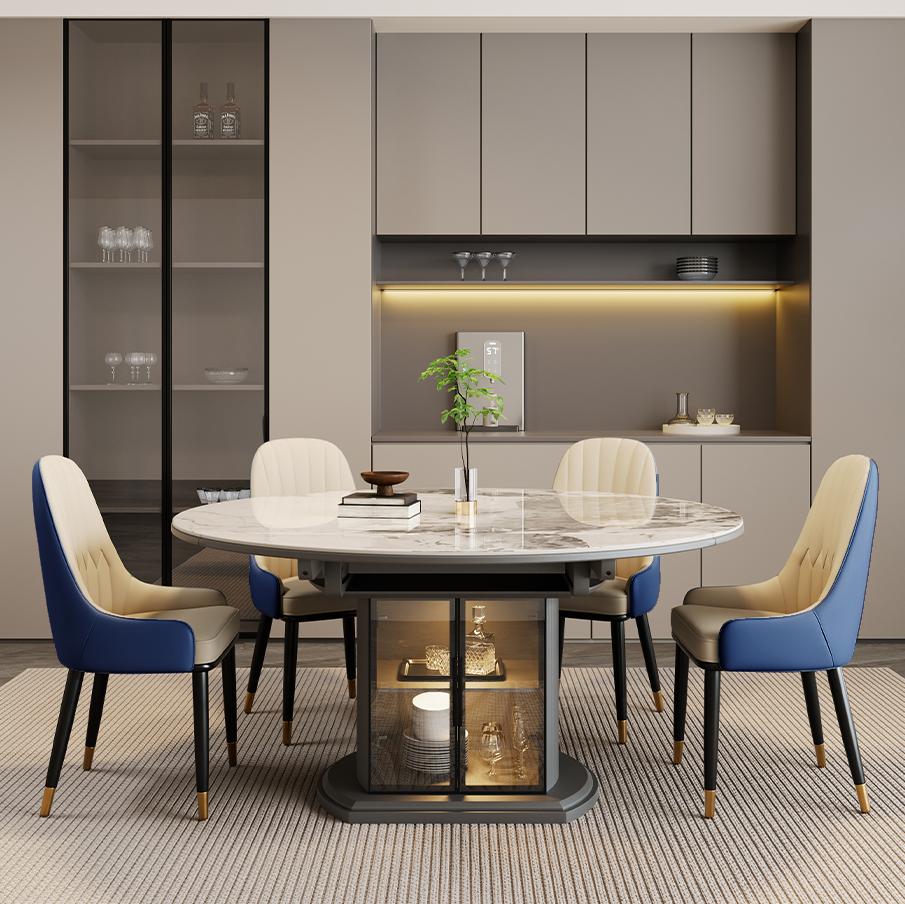 Blue Navy Blue PU Leather Dining Chairs