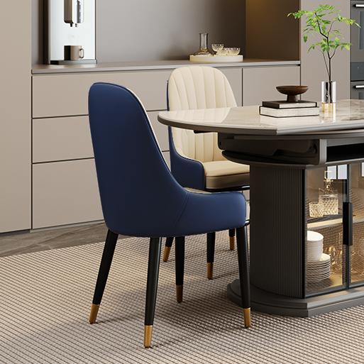 Blue Navy Blue PU Leather Dining Chairs