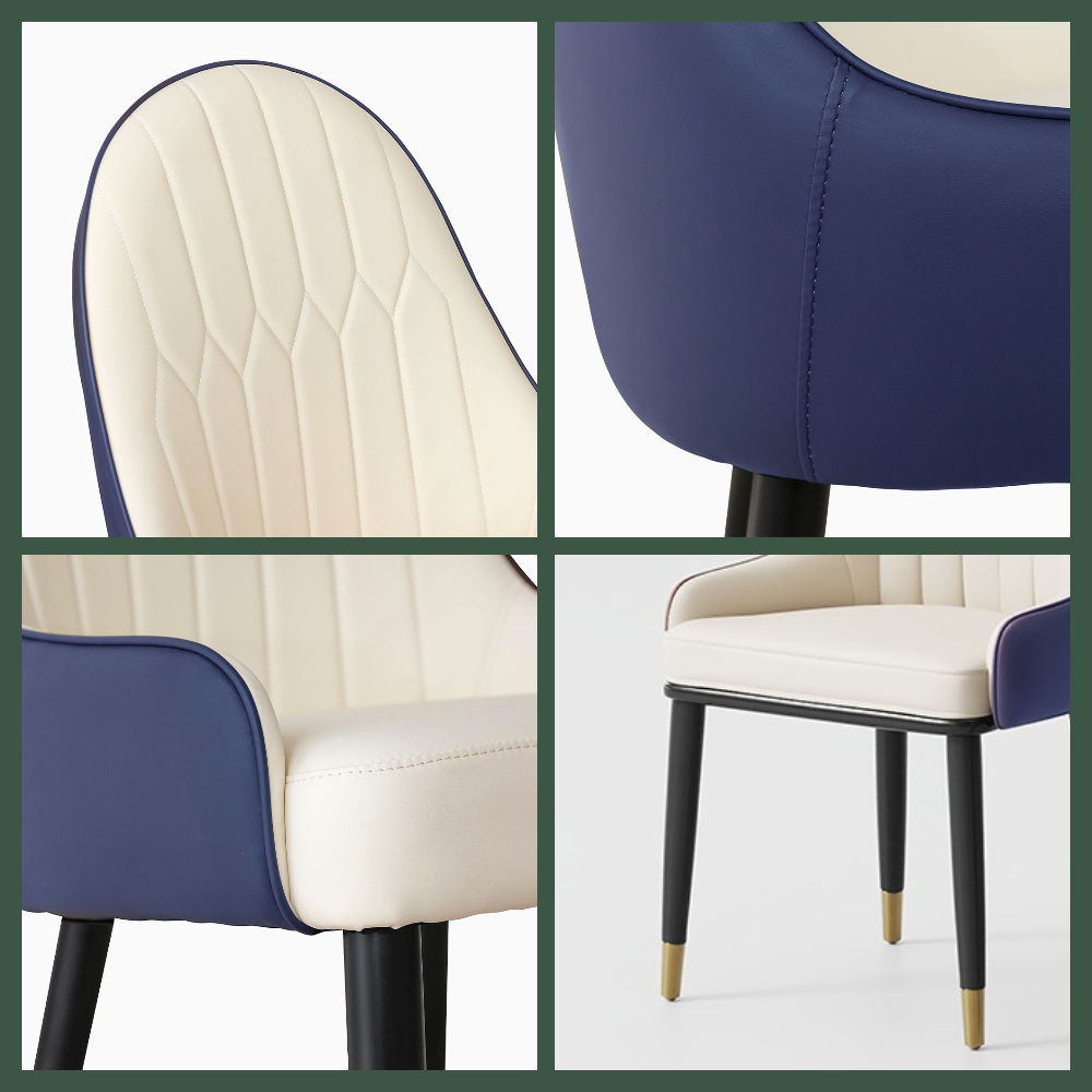 Blue Navy Blue PU Leather Dining Chairs