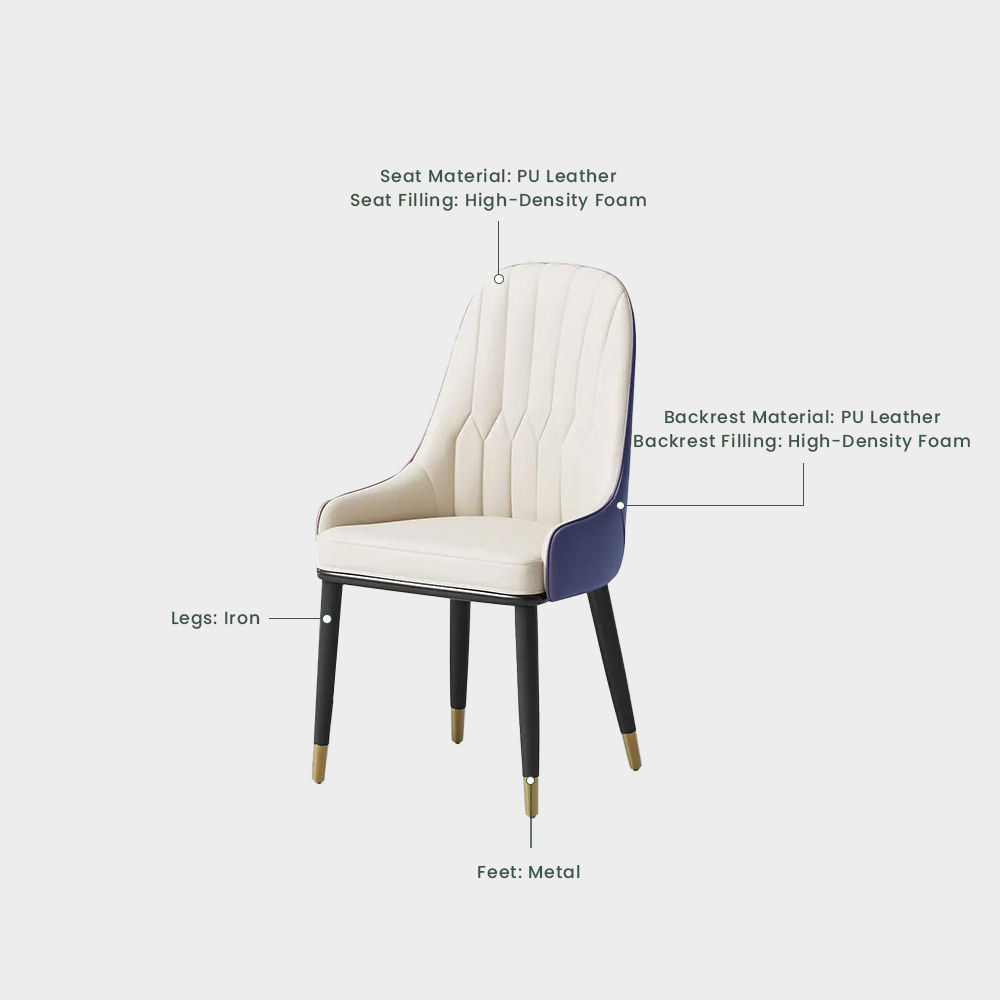 PU Leather Navy Blue PU Leather Dining Chairs