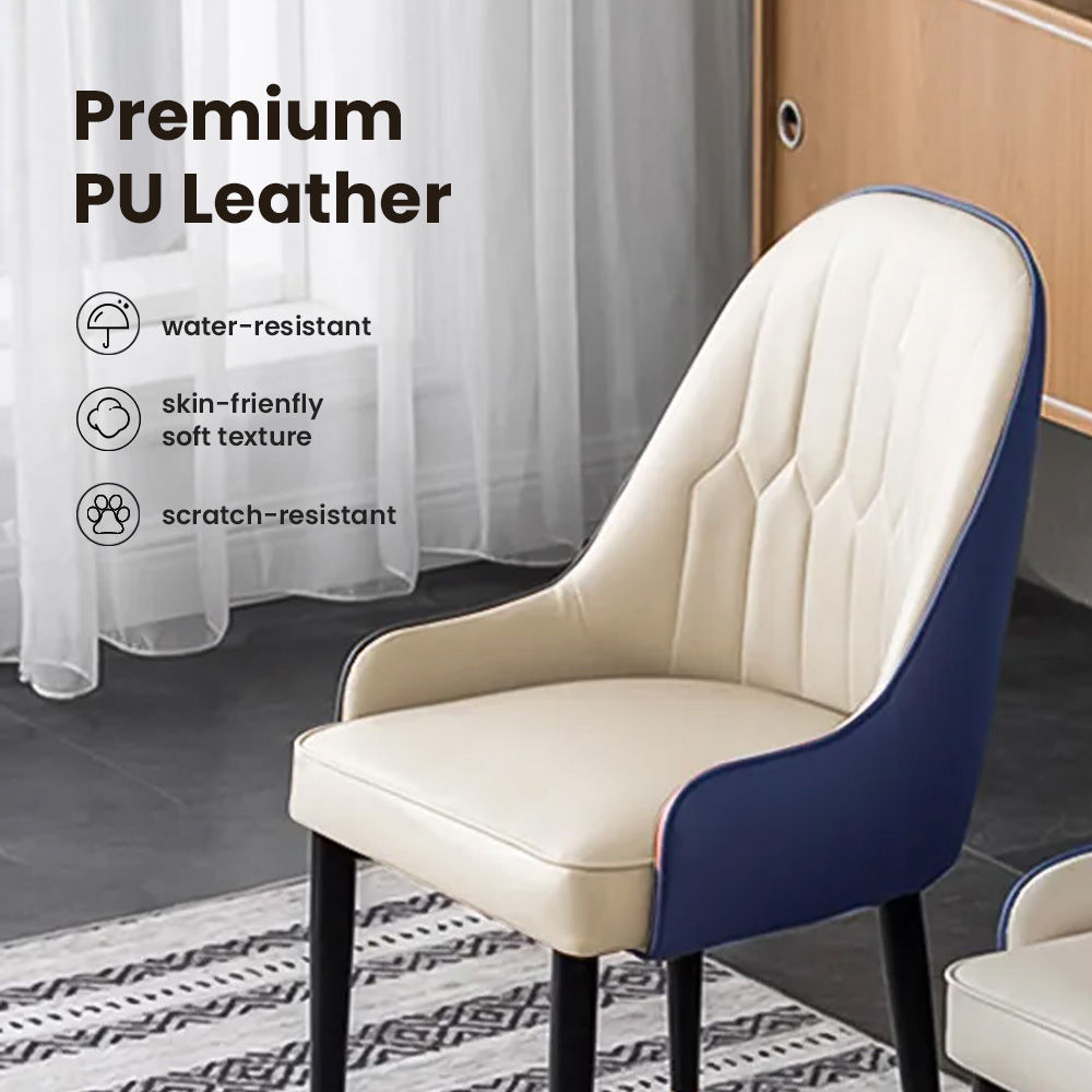 Easy Assembly Navy Blue PU Leather Dining Chairs