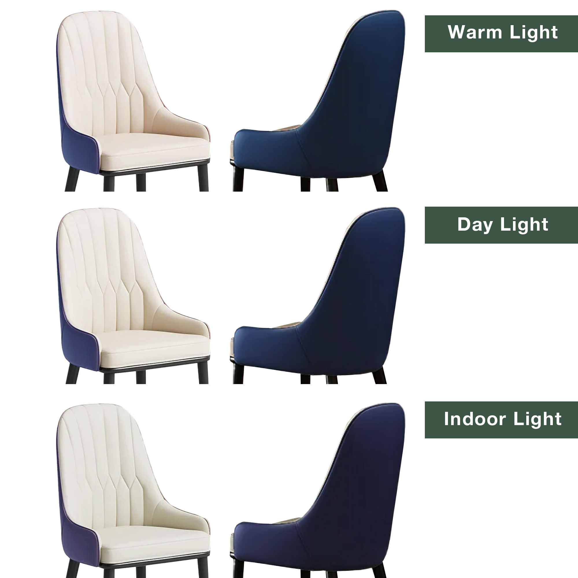 Blue Navy Blue PU Leather Dining Chairs