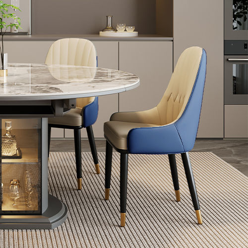 Modern Navy Blue PU Leather Dining Chairs
