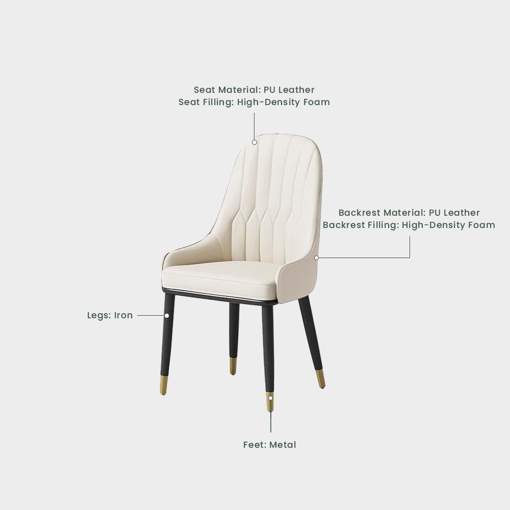 Modern Luxury Beige PU Leather Dining Chairs