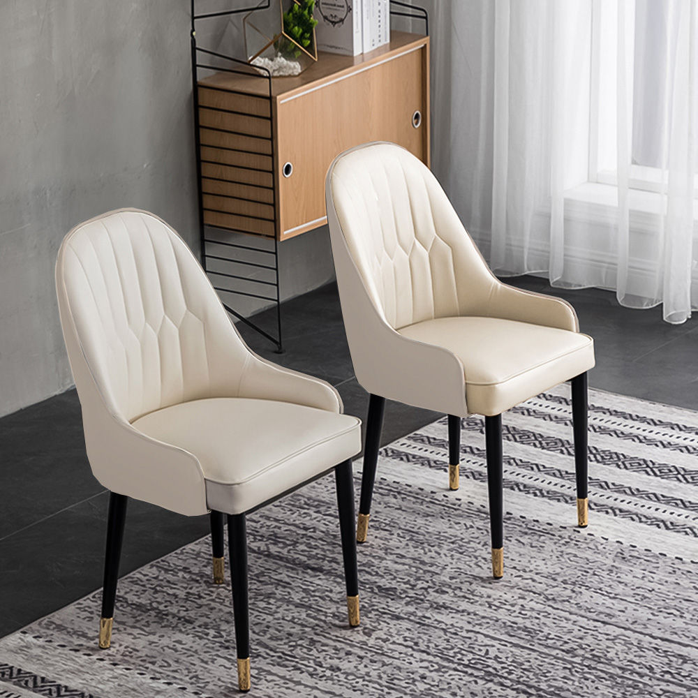Modern Luxury Beige PU Leather Dining Chairs