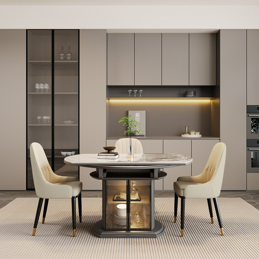 Metal Leg Beige PU Leather Dining Chairs