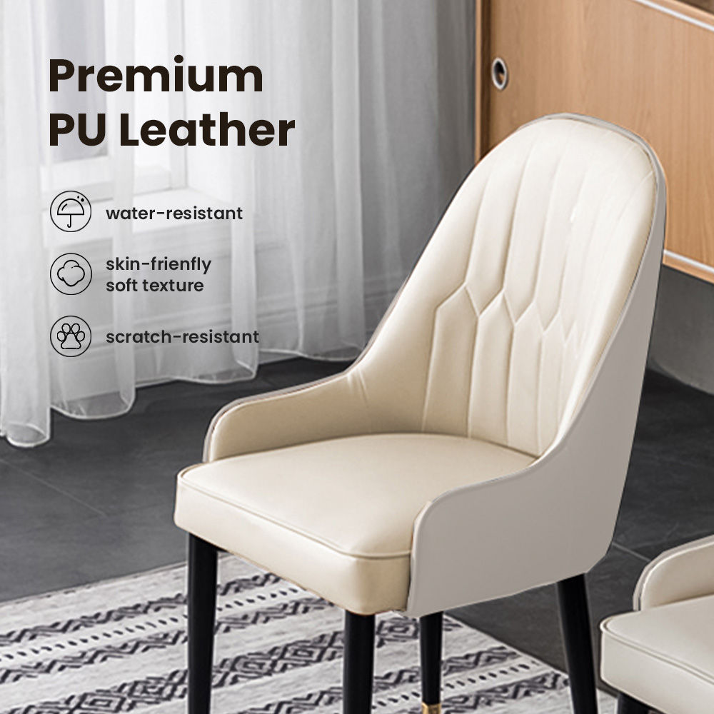 Color Matching Beige PU Leather Dining Chairs