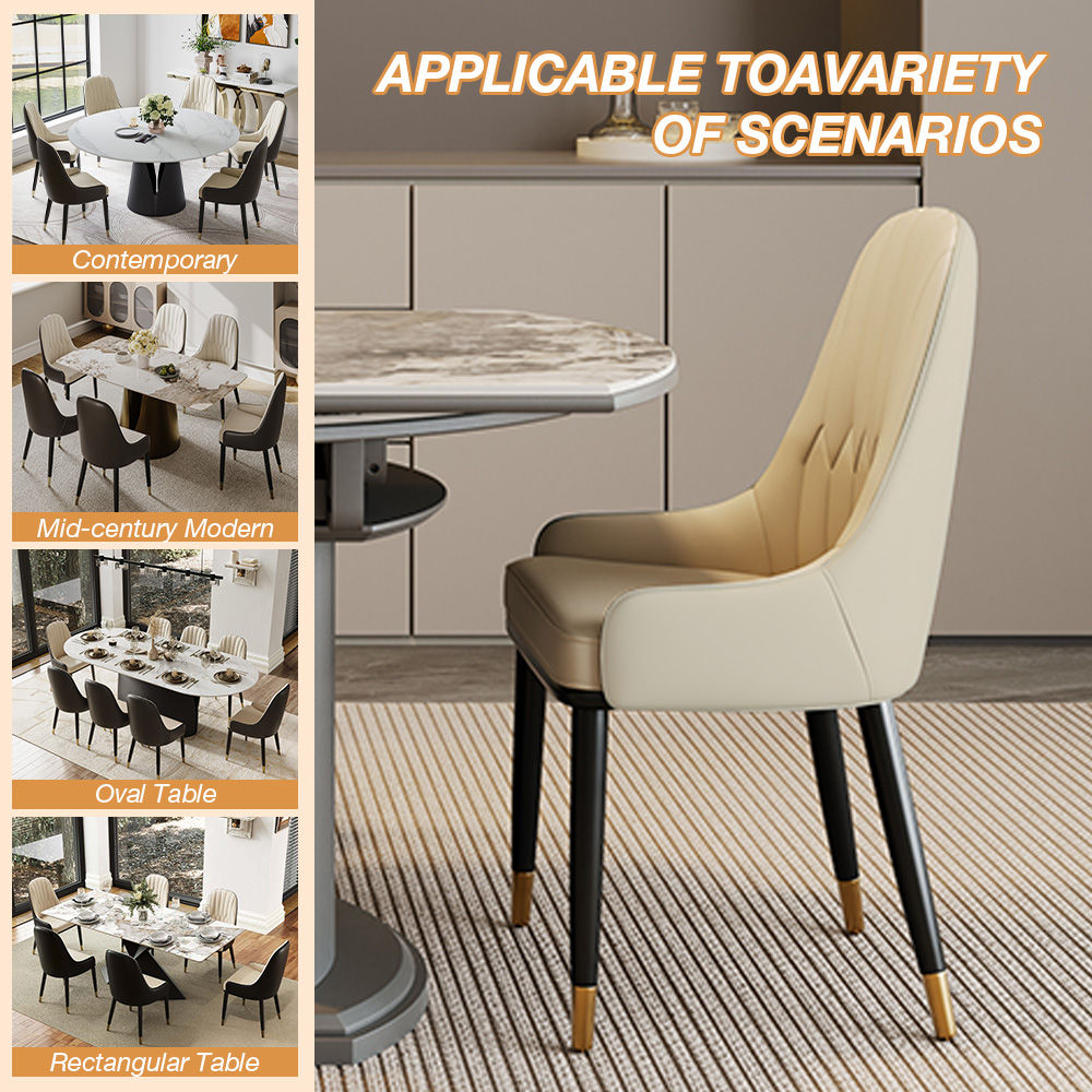 Partly Assemble Beige PU Leather Dining Chairs