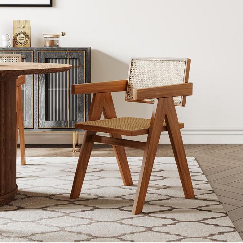 Mid Century Modern Light Walnut & Khaki Ash Wood Dining Chairs