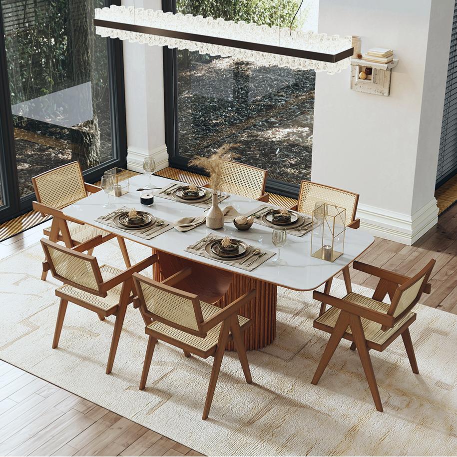 Mid Century Modern Light Walnut & Khaki Ash Wood Dining Chairs