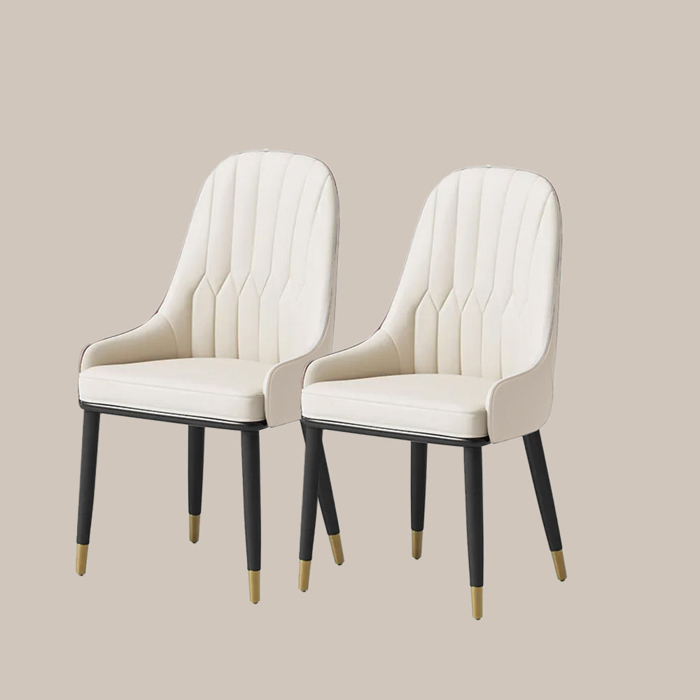 Leather Beige PU Leather Dining Chairs