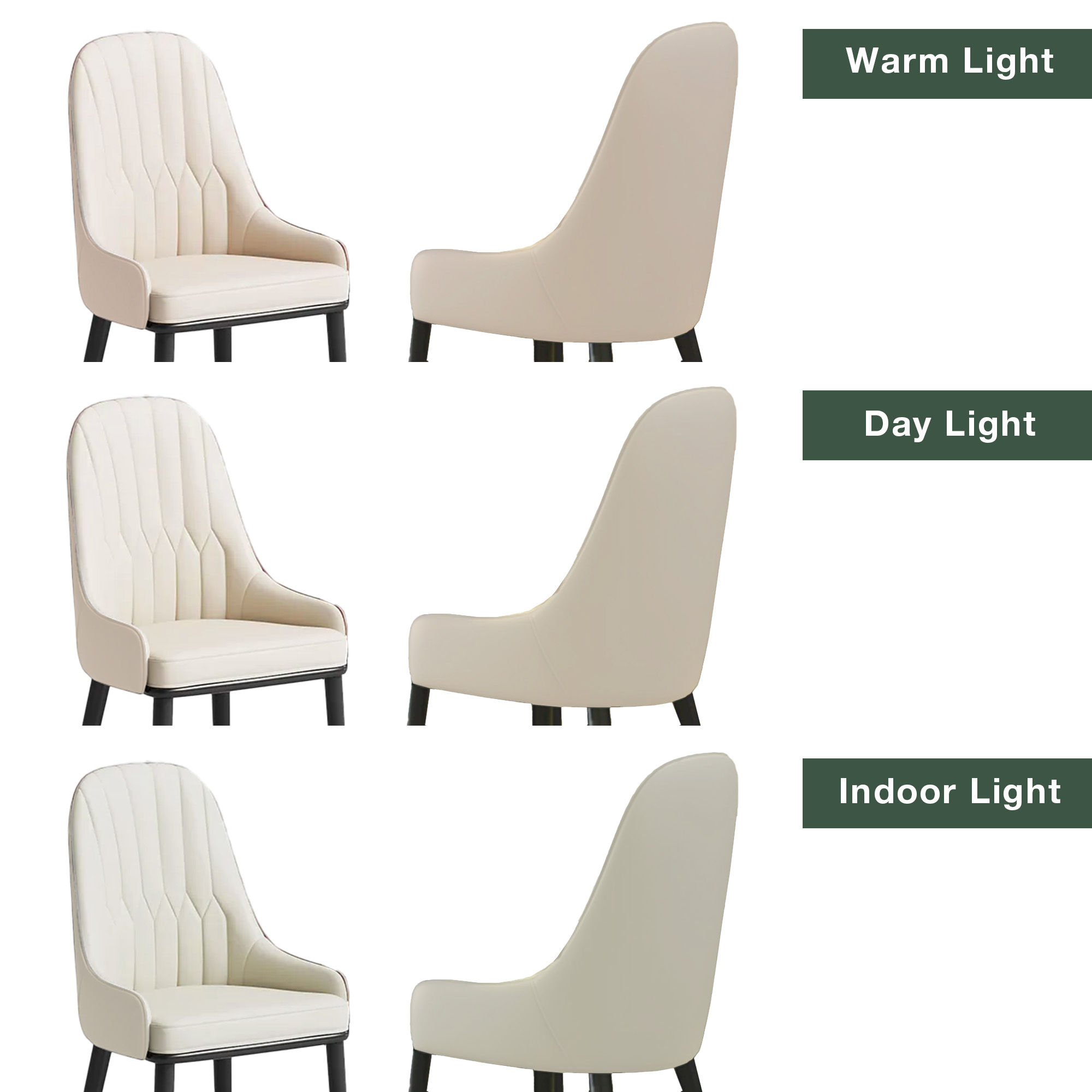 for 6 Beige PU Leather Dining Chairs