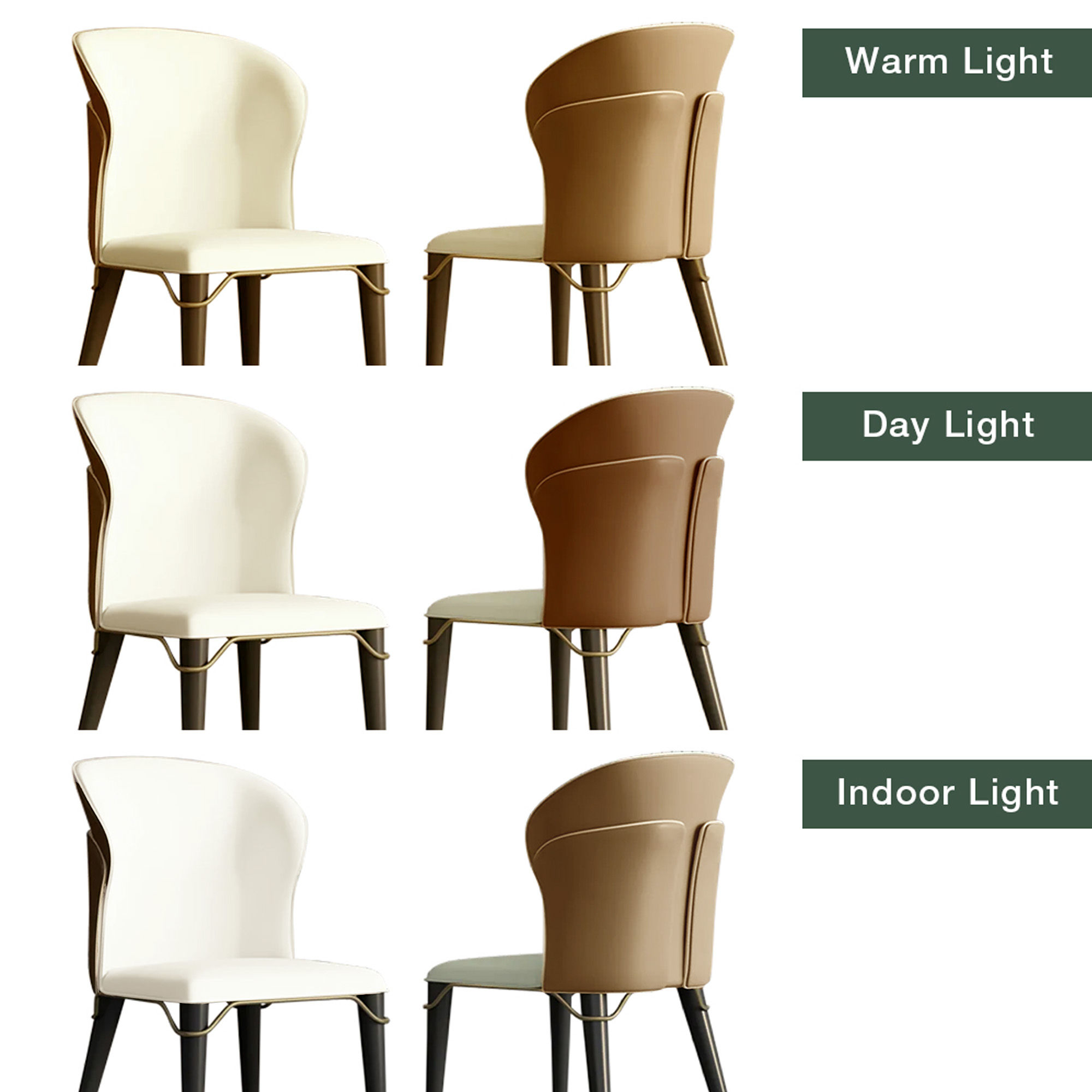 Brown & Beige Leather Dining Chairs