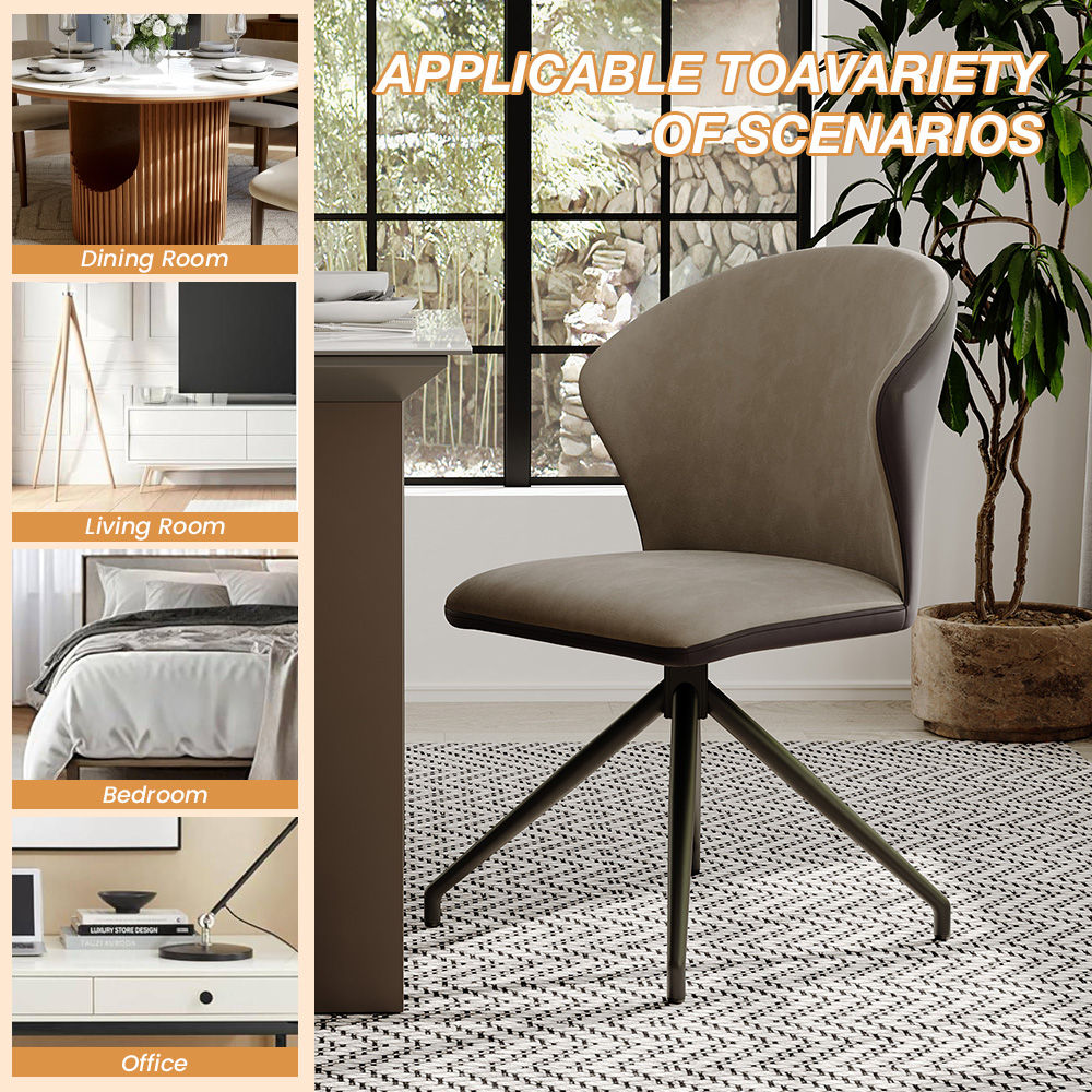 Easy Assembly Coffee & Brown PU Leather Dining Chairs
