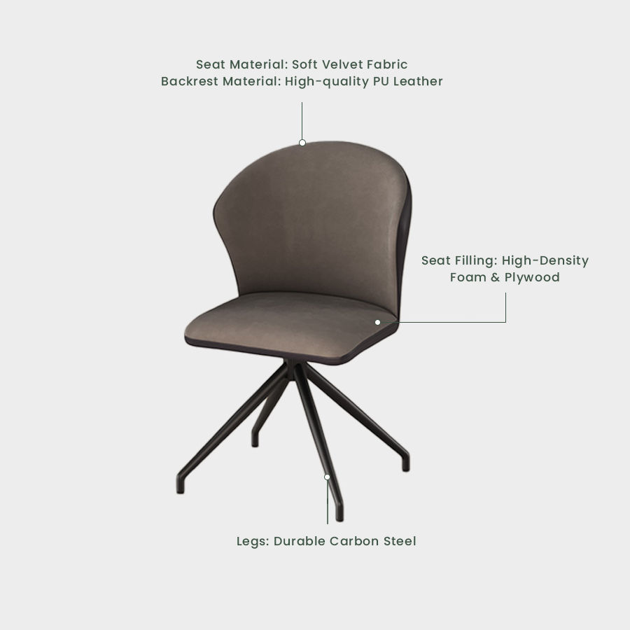 Easy Assembly Coffee & Brown PU Leather Dining Chairs