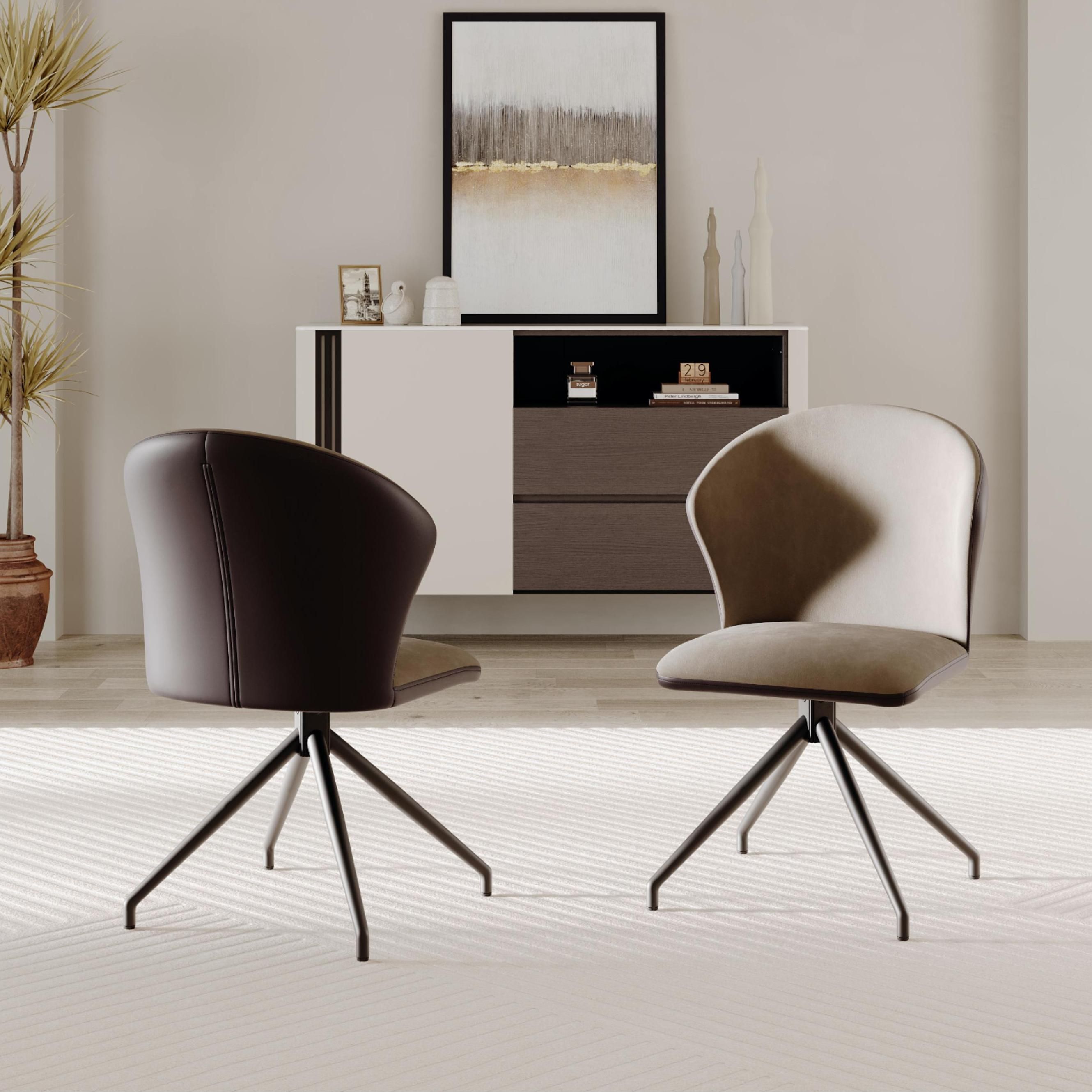 Easy Assembly Coffee & Brown PU Leather Dining Chairs