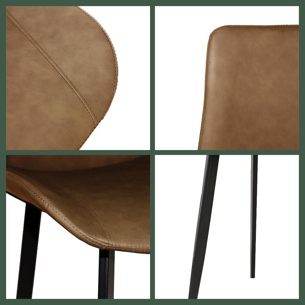 Side Chairs Brown PU Leather Dining Chairs