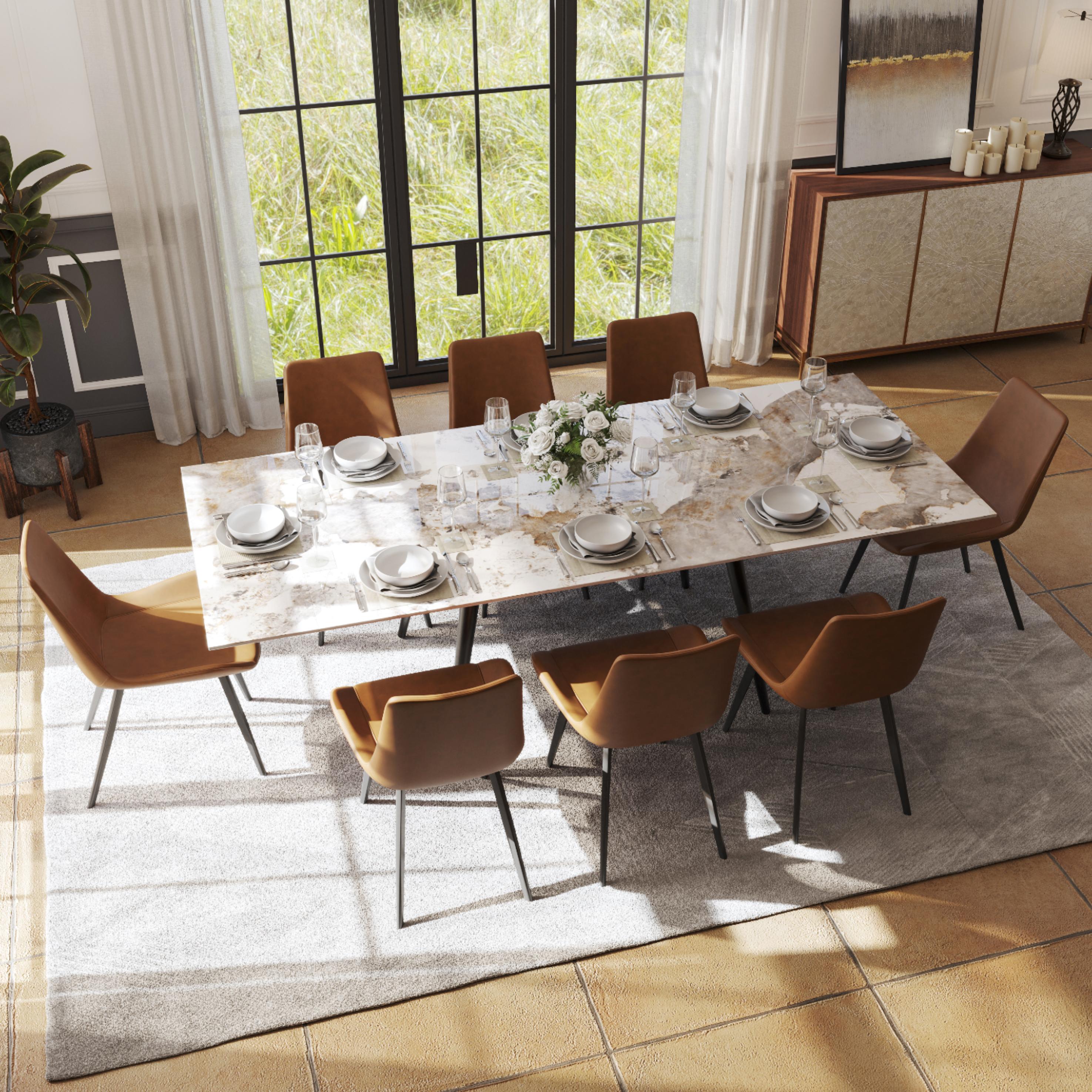 PU Leather Brown PU Leather Dining Chairs